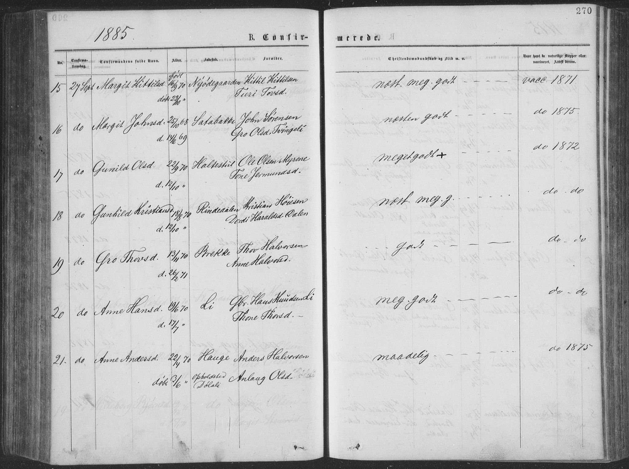 Seljord kirkebøker, AV/SAKO-A-20/F/Fa/L0014: Parish register (official) no. I 14, 1877-1886, p. 270