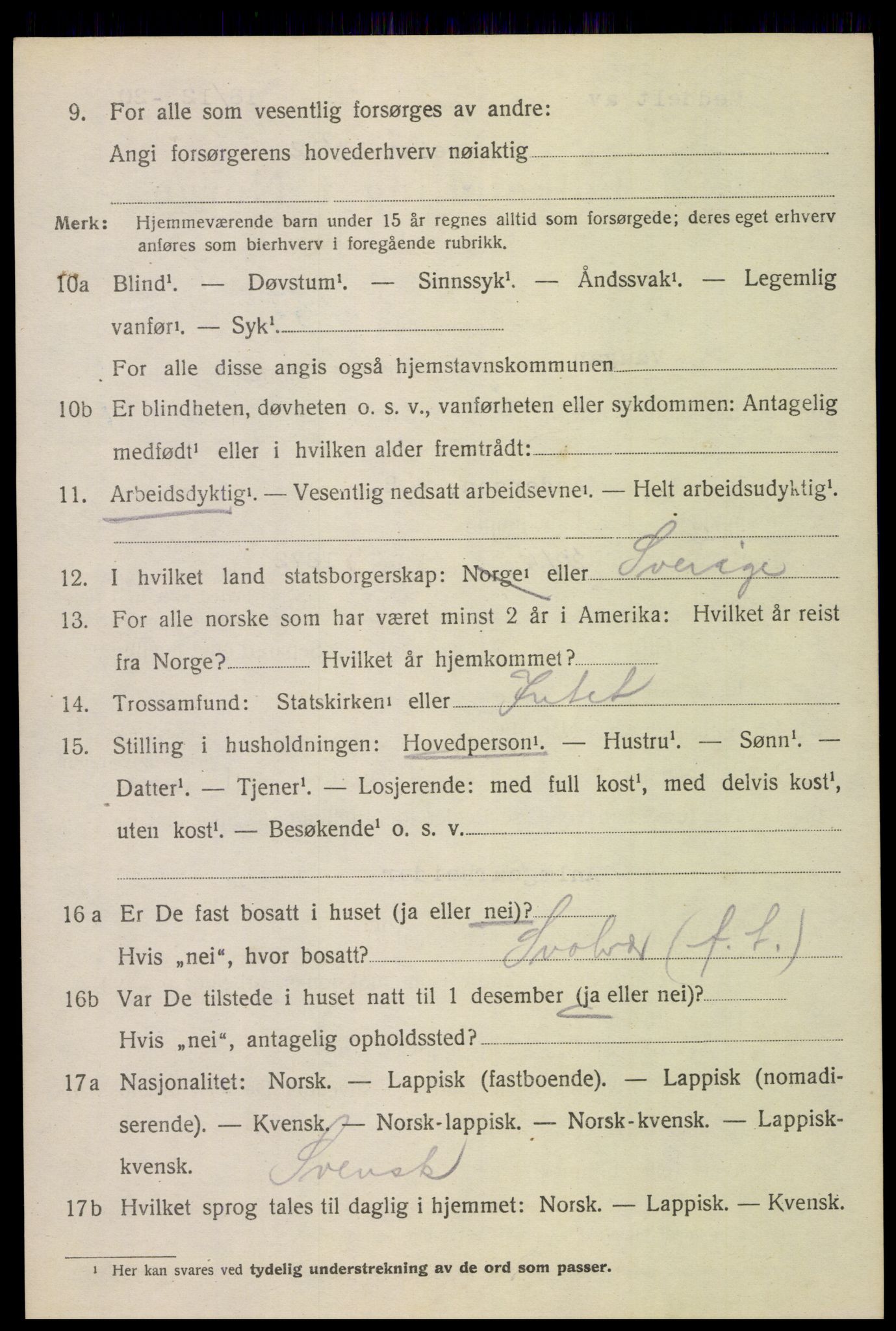 SAT, 1920 census for Vågan, 1920, p. 6130