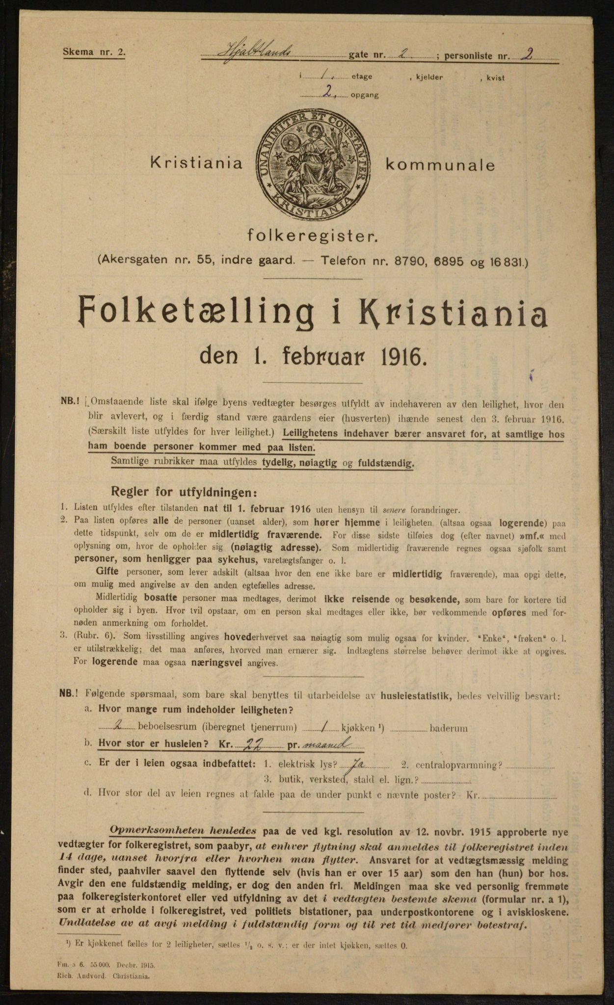 OBA, Municipal Census 1916 for Kristiania, 1916, p. 40796