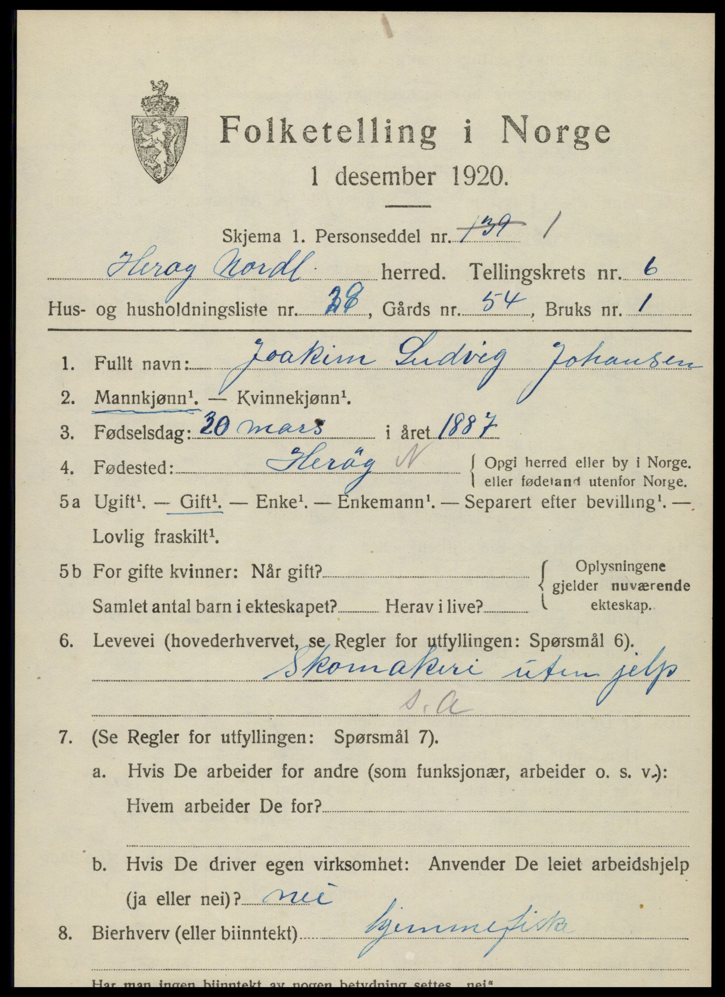 SAT, 1920 census for Herøy, 1920, p. 4408