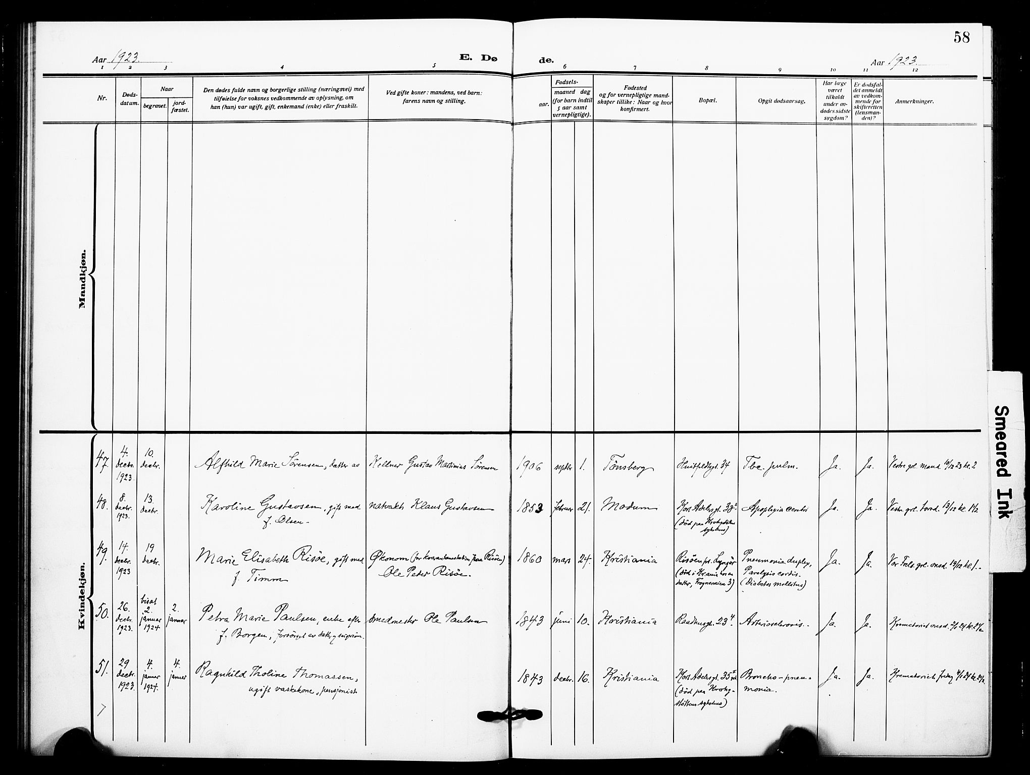 Johannes prestekontor Kirkebøker, SAO/A-10852/F/Fa/L0012: Parish register (official) no. 12, 1918-1930, p. 58