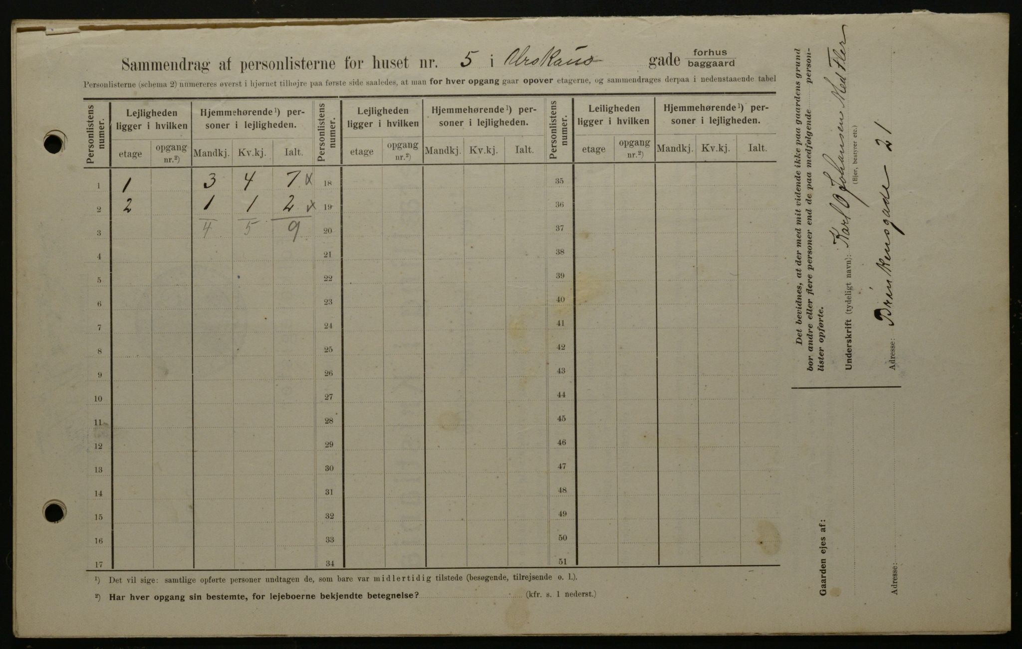 OBA, Municipal Census 1908 for Kristiania, 1908, p. 2647