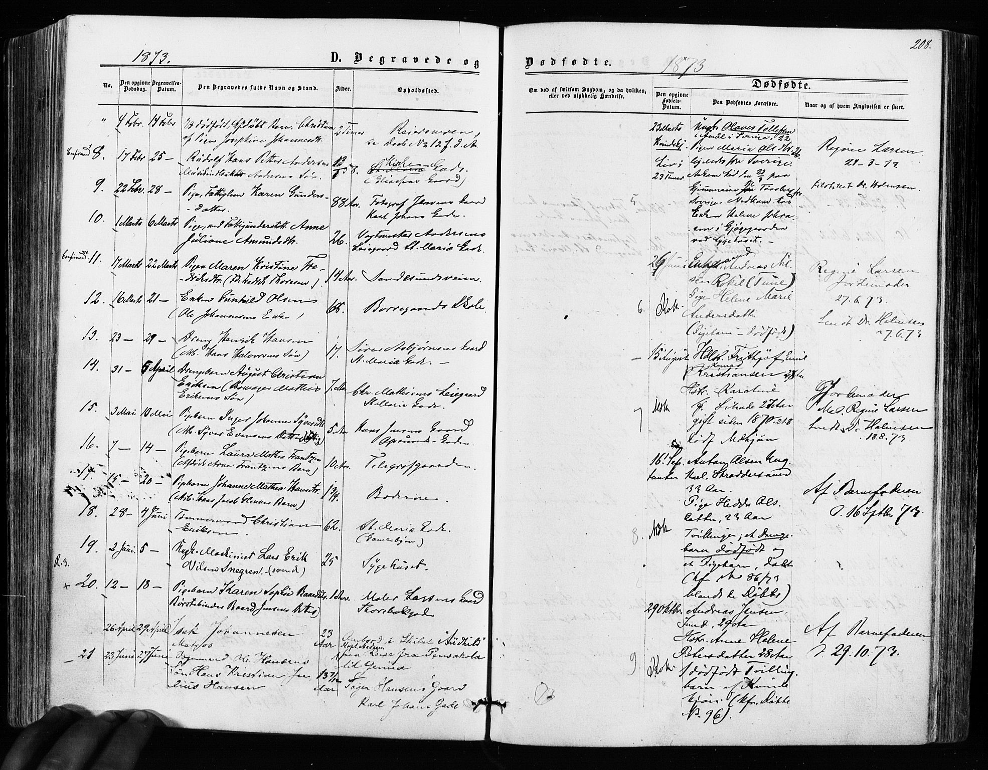 Sarpsborg prestekontor Kirkebøker, SAO/A-2006/F/Fa/L0002: Parish register (official) no. 2, 1869-1877, p. 208