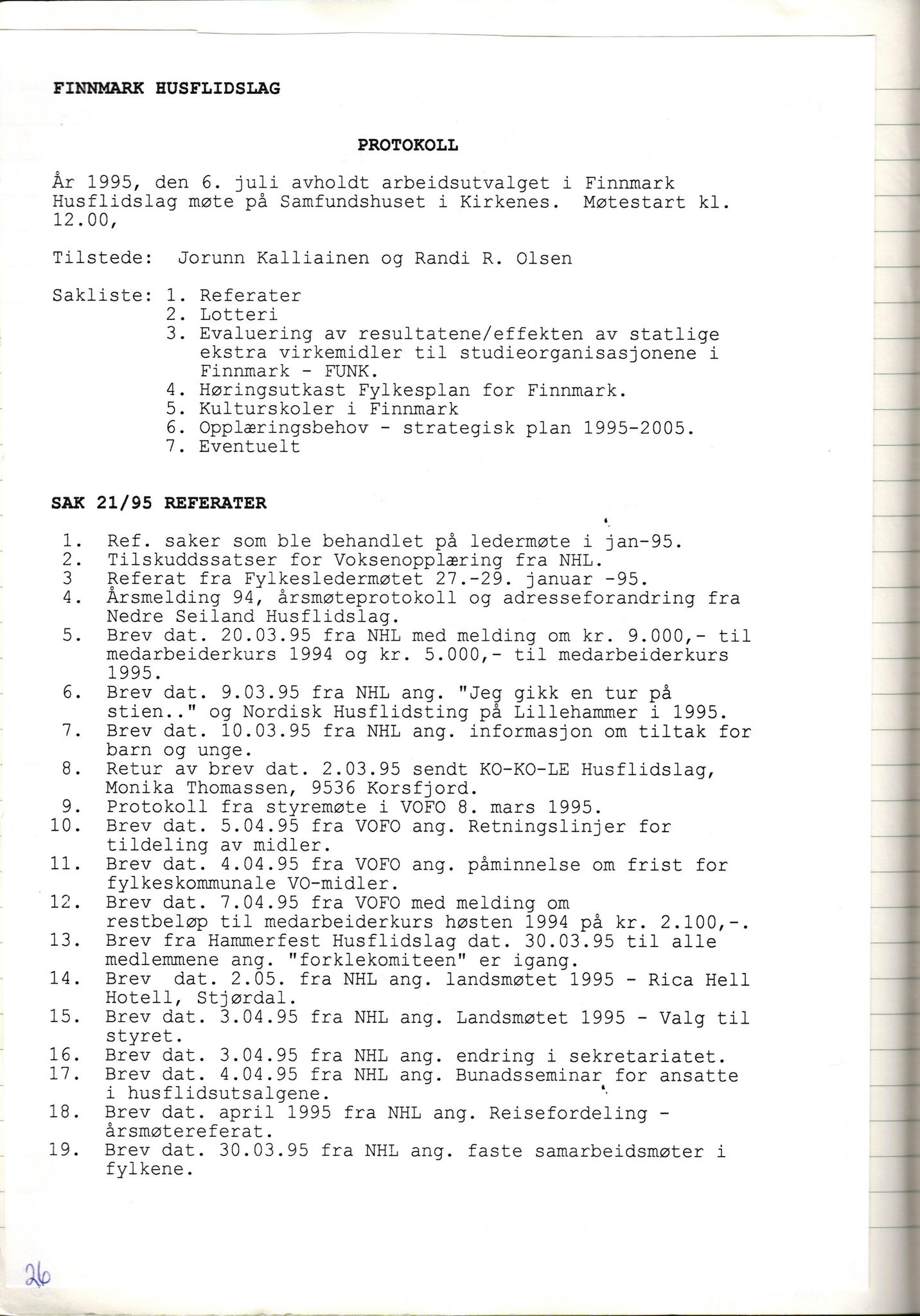 Finnmark Husflidslag, FMFB/A-1134/A/L0004: Møtebok, 1995-2000, p. 30