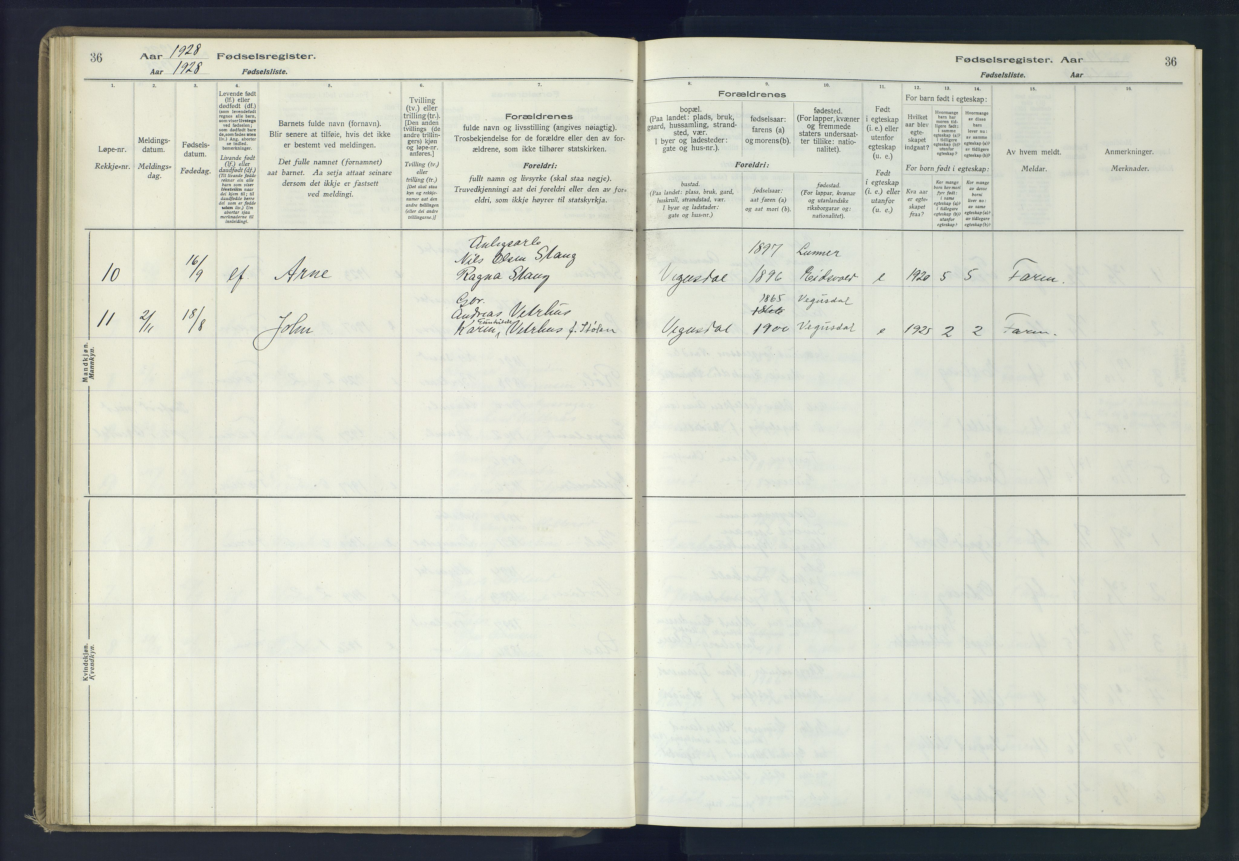 Herefoss sokneprestkontor, AV/SAK-1111-0019/J/Ja/L0002: Birth register no. II.6.11, 1916-1982, p. 36