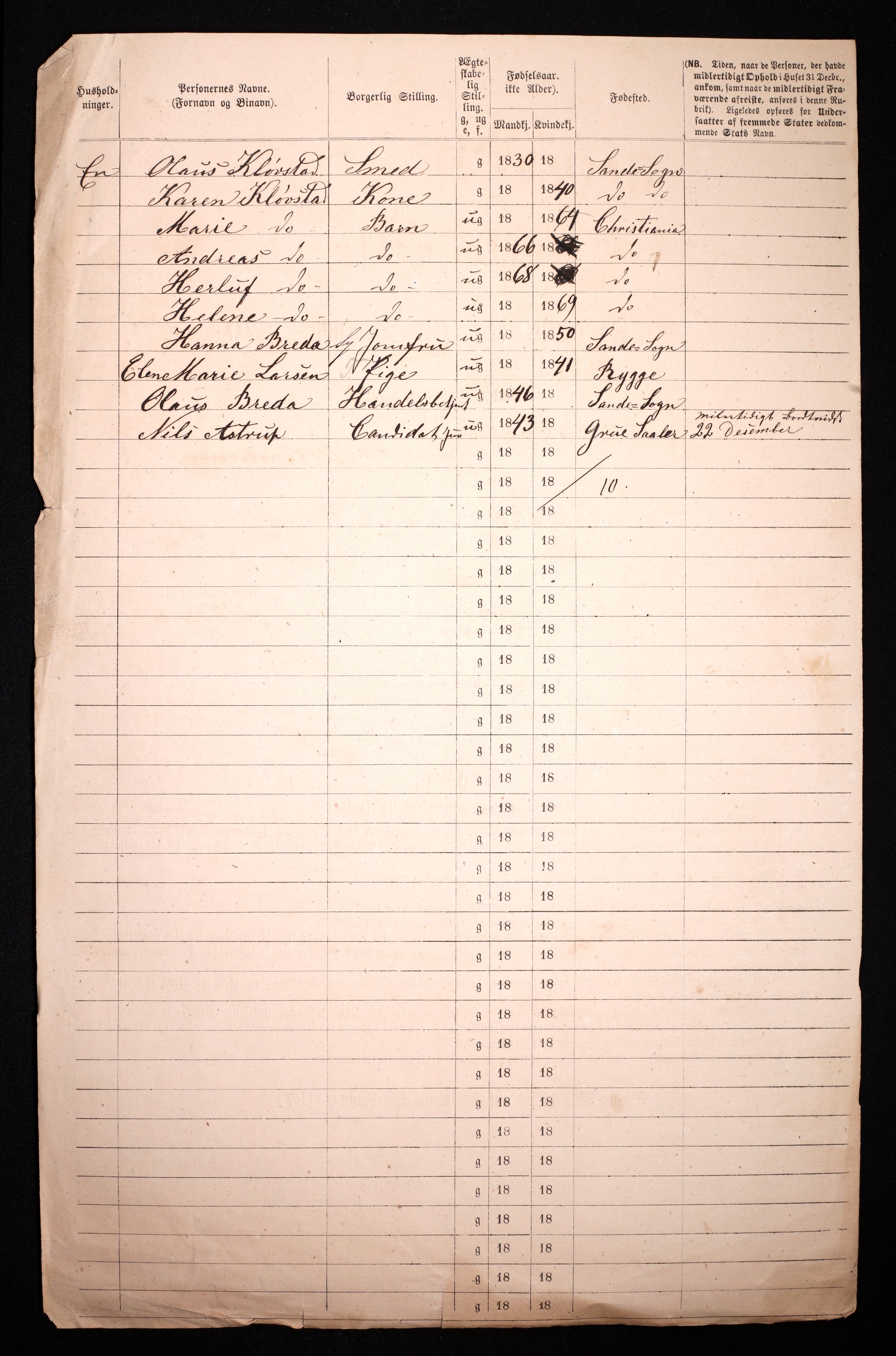 RA, 1870 census for 0301 Kristiania, 1870, p. 4504