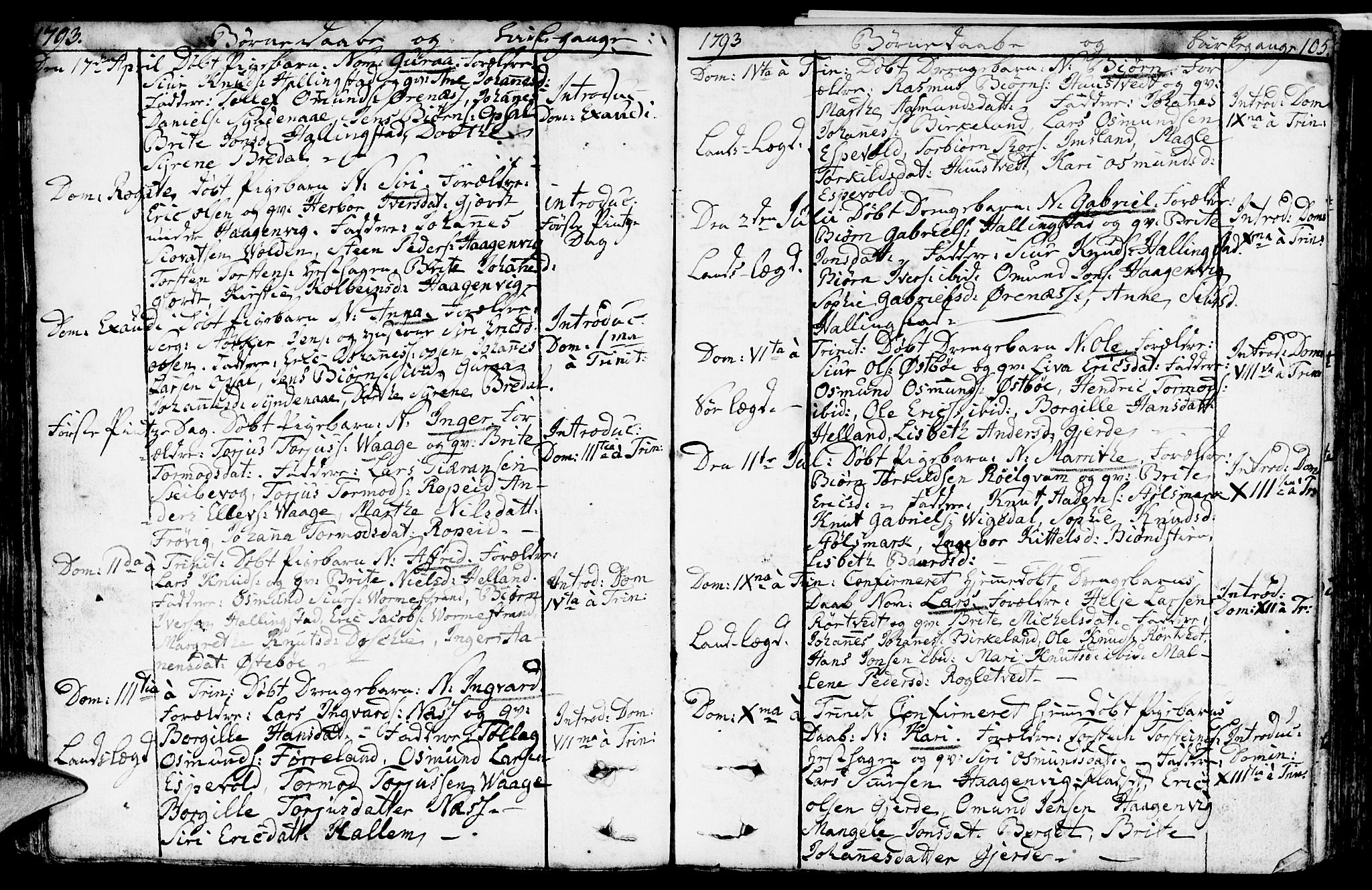 Vikedal sokneprestkontor, SAST/A-101840/01/IV: Parish register (official) no. A 2, 1779-1817, p. 105