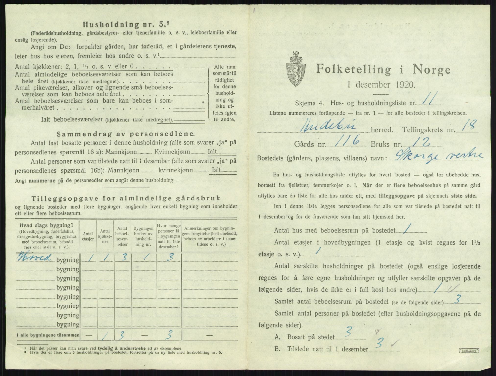 SAKO, 1920 census for Andebu, 1920, p. 1000