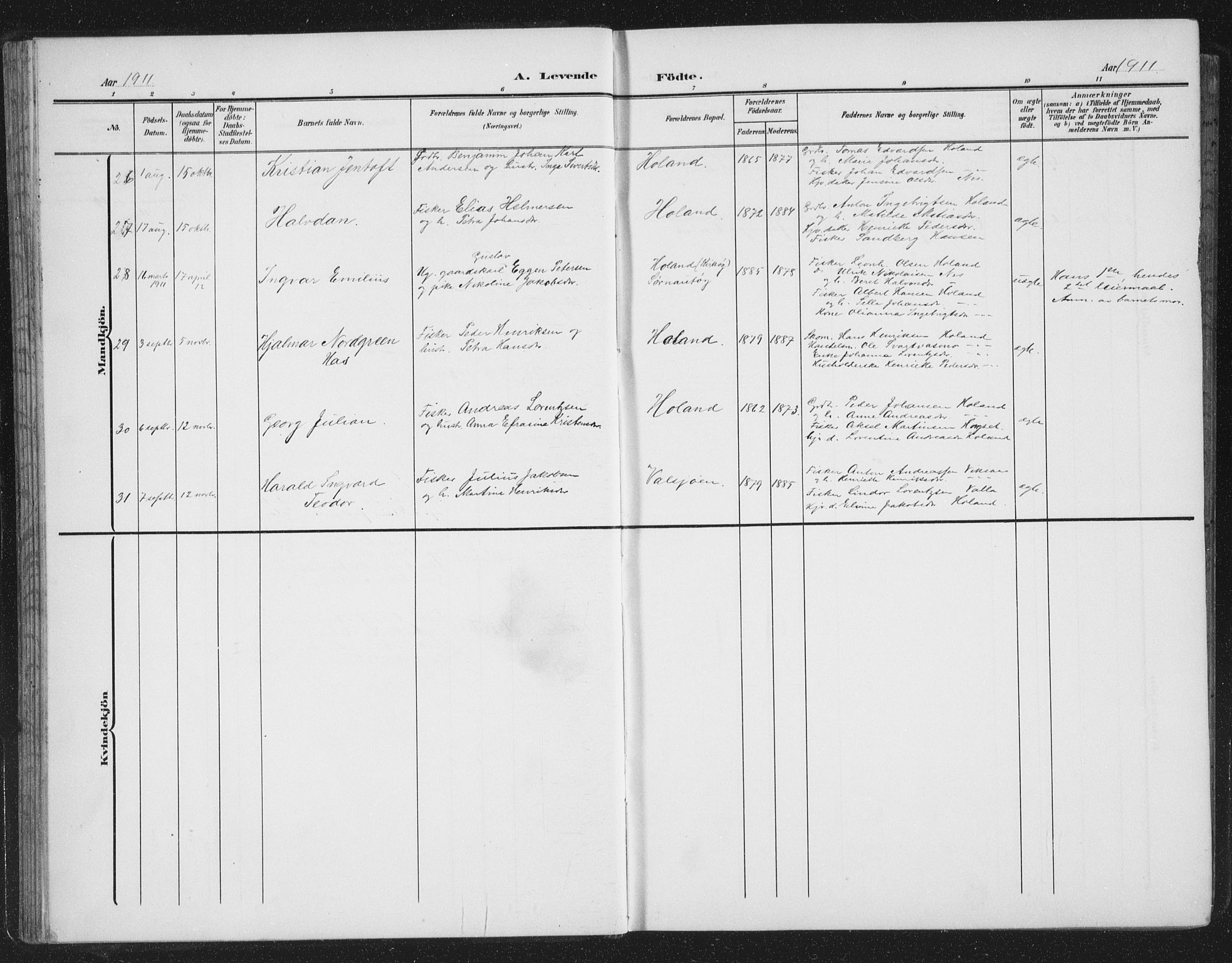 Ministerialprotokoller, klokkerbøker og fødselsregistre - Nordland, AV/SAT-A-1459/816/L0254: Parish register (copy) no. 816C04, 1905-1934