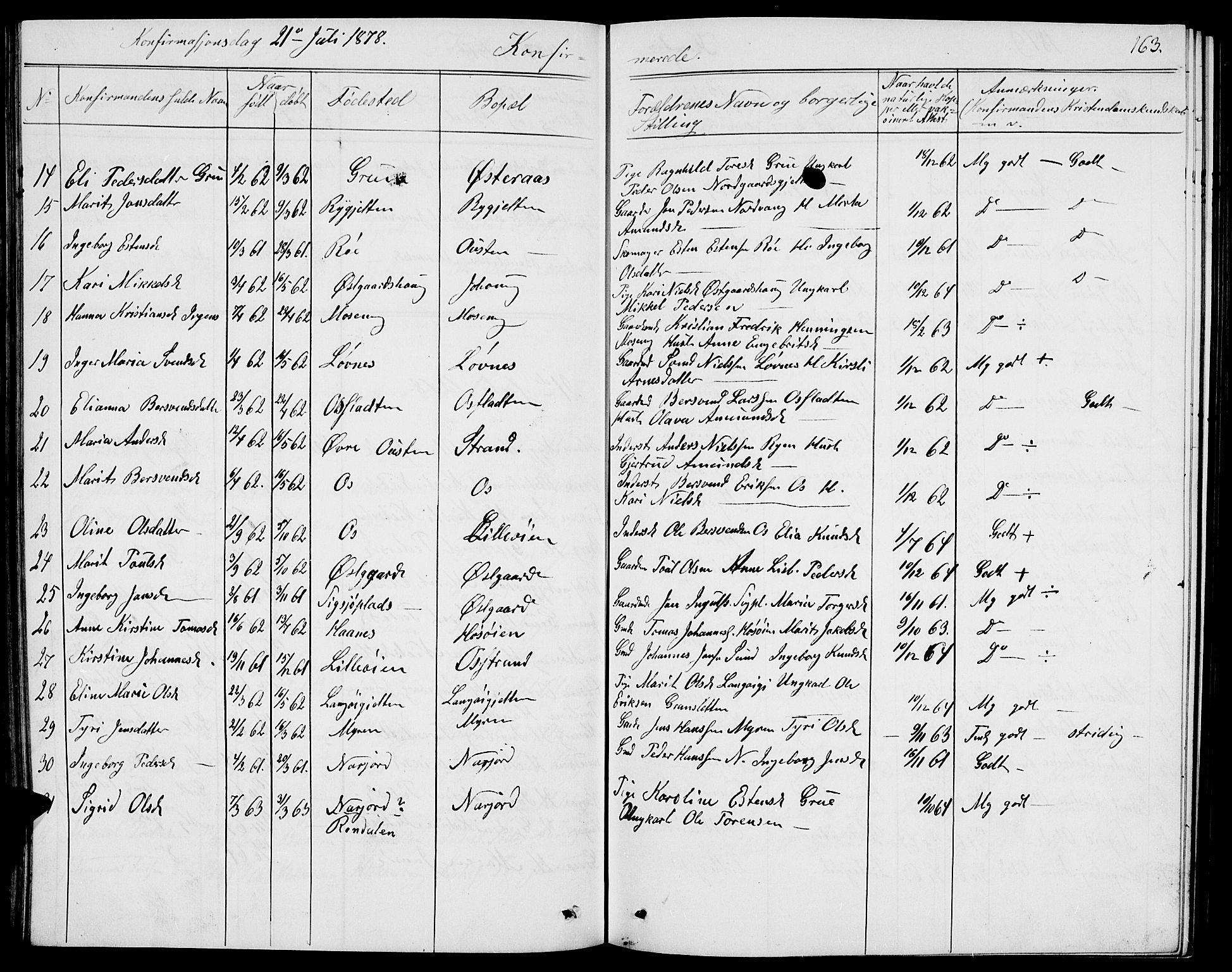 Tolga prestekontor, AV/SAH-PREST-062/L/L0004: Parish register (copy) no. 4, 1845-1887, p. 163