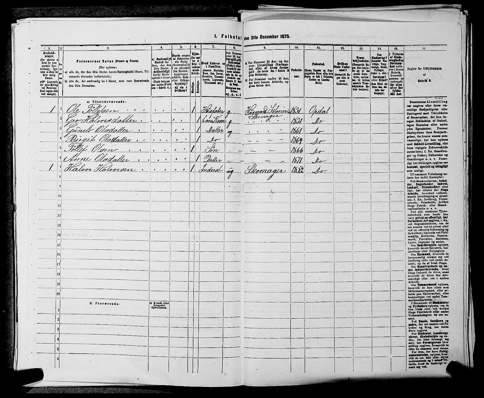 SAKO, 1875 census for 0633P Nore, 1875, p. 353