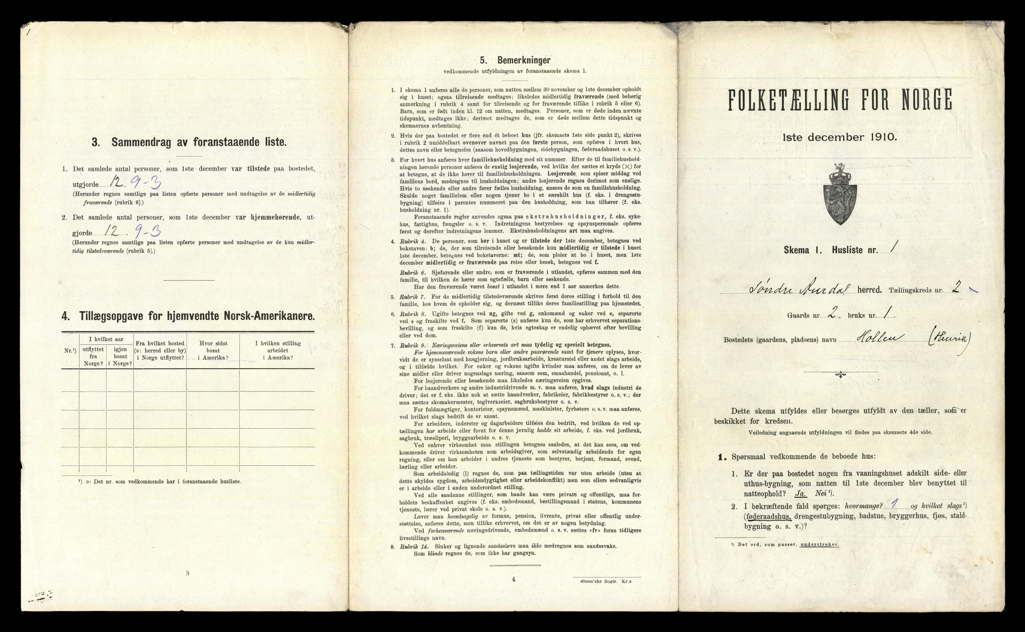 RA, 1910 census for Sør-Aurdal, 1910, p. 95