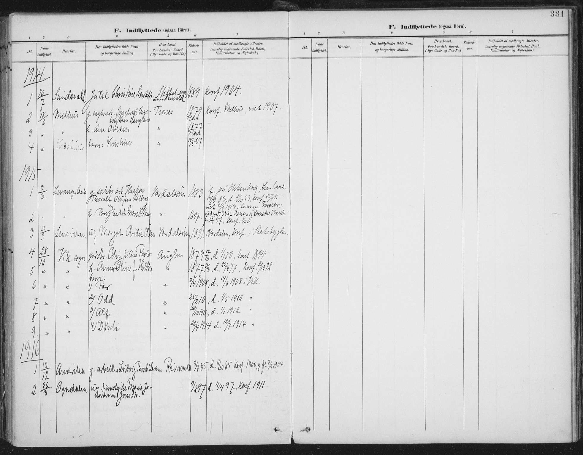 Ministerialprotokoller, klokkerbøker og fødselsregistre - Nord-Trøndelag, SAT/A-1458/723/L0246: Parish register (official) no. 723A15, 1900-1917, p. 331
