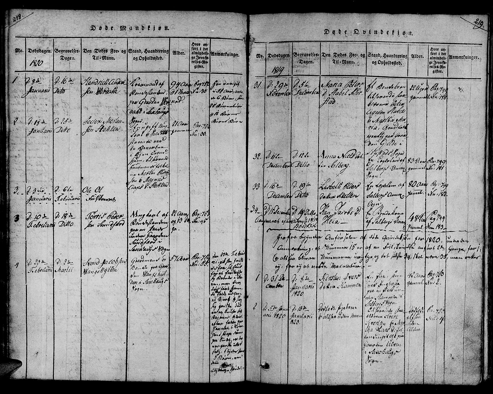 Ministerialprotokoller, klokkerbøker og fødselsregistre - Nord-Trøndelag, SAT/A-1458/730/L0275: Parish register (official) no. 730A04, 1816-1822, p. 218-219