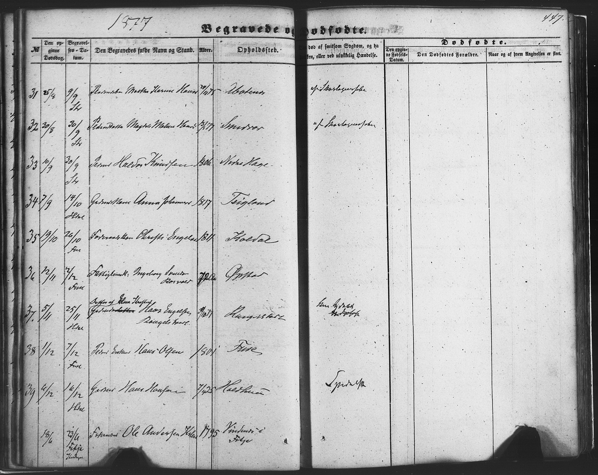 Fusa sokneprestembete, SAB/A-75401/H/Haa: Parish register (official) no. A 1II, 1855-1879, p. 447