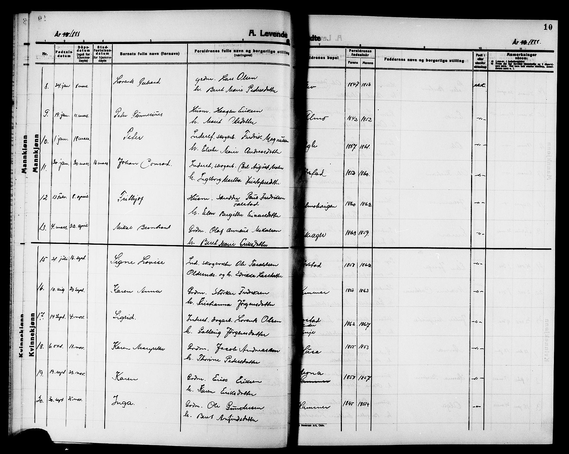 Ministerialprotokoller, klokkerbøker og fødselsregistre - Nord-Trøndelag, SAT/A-1458/749/L0487: Parish register (official) no. 749D03, 1887-1902, p. 10
