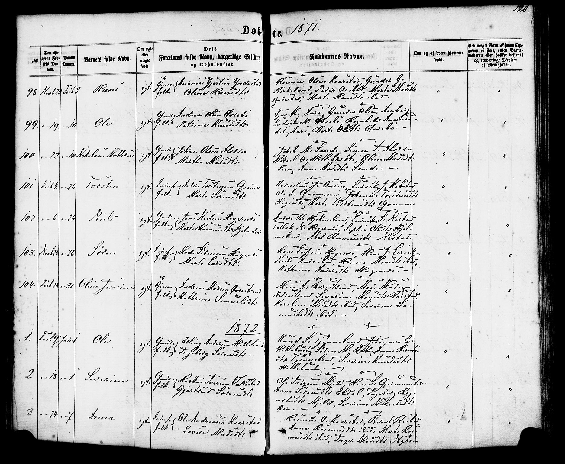 Gaular sokneprestembete, AV/SAB-A-80001/H/Haa: Parish register (official) no. A 5, 1860-1881, p. 120