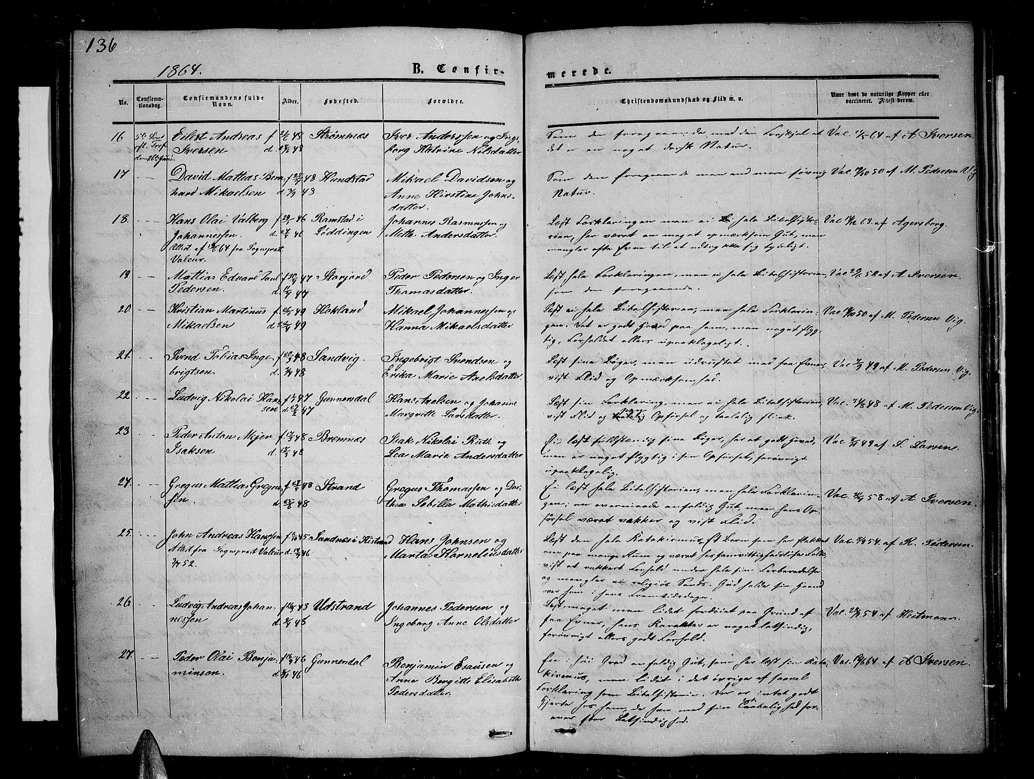 Kvæfjord sokneprestkontor, AV/SATØ-S-1323/G/Ga/Gab/L0003klokker: Parish register (copy) no. 3, 1856-1870, p. 136