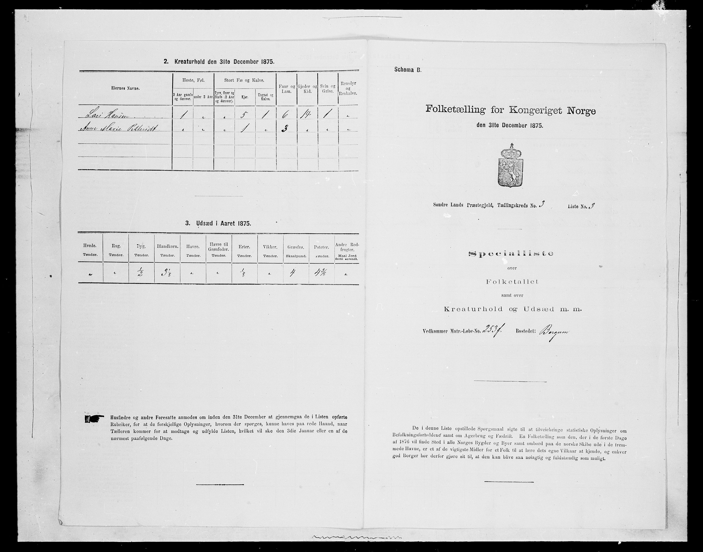 SAH, 1875 census for 0536P Søndre Land, 1875, p. 457