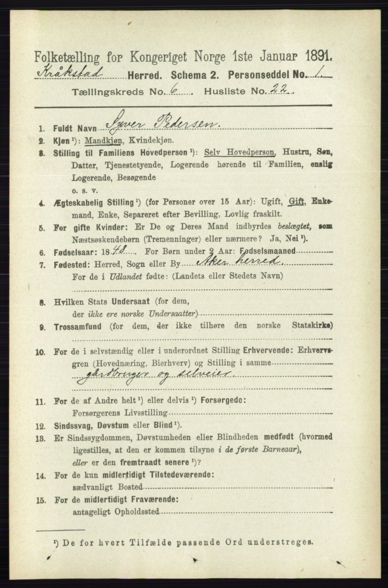 RA, 1891 census for 0212 Kråkstad, 1891, p. 3111