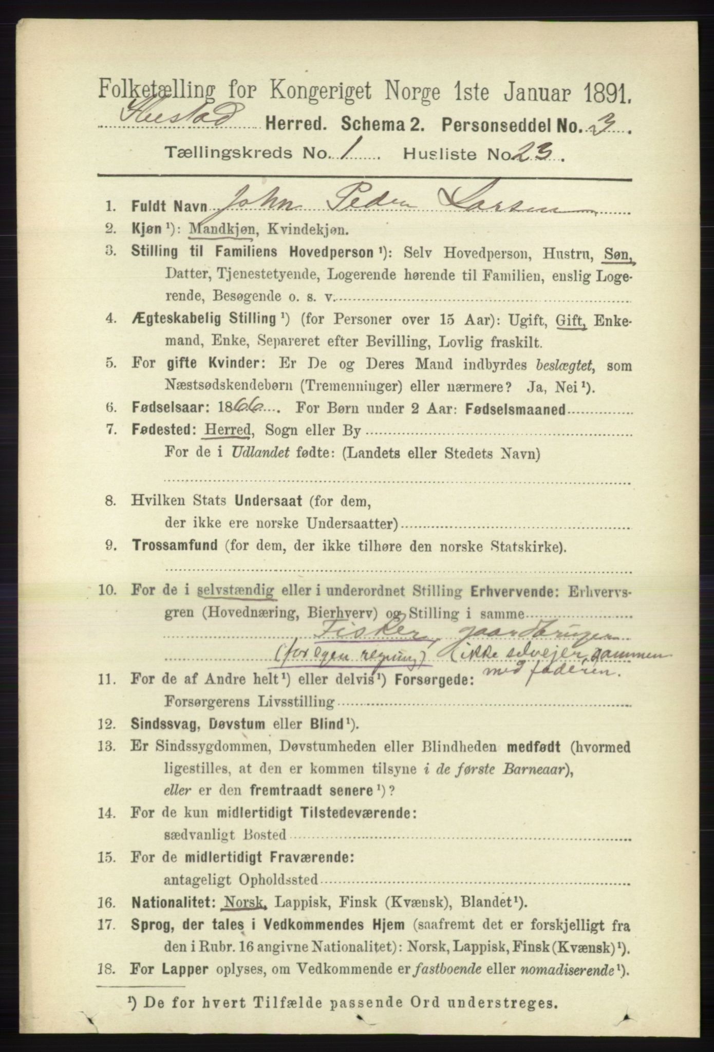 RA, 1891 census for 1917 Ibestad, 1891, p. 284