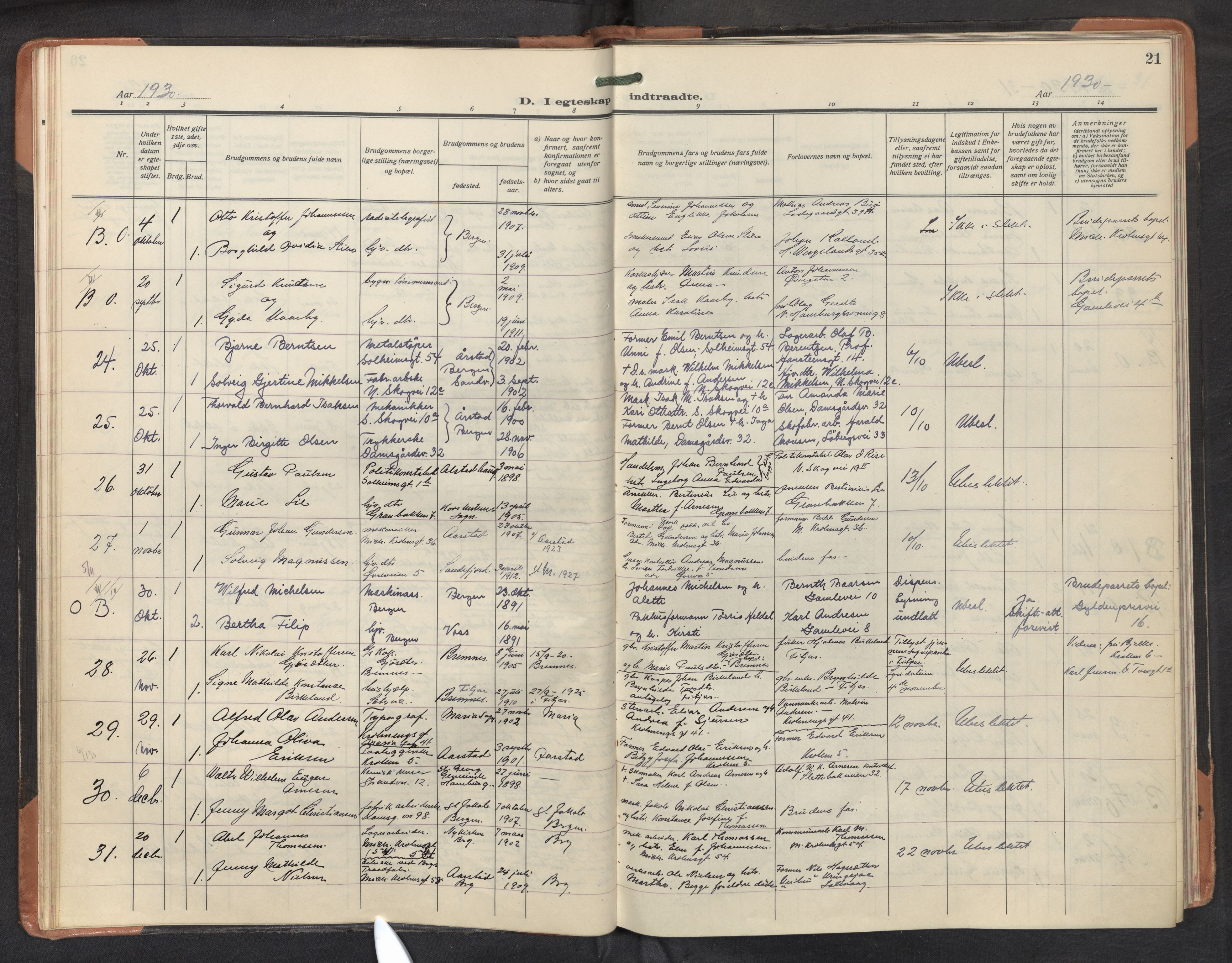 St. Markus sokneprestembete, AV/SAB-A-99935: Parish register (official) no. C 1, 1924-1947, p. 20b-21a