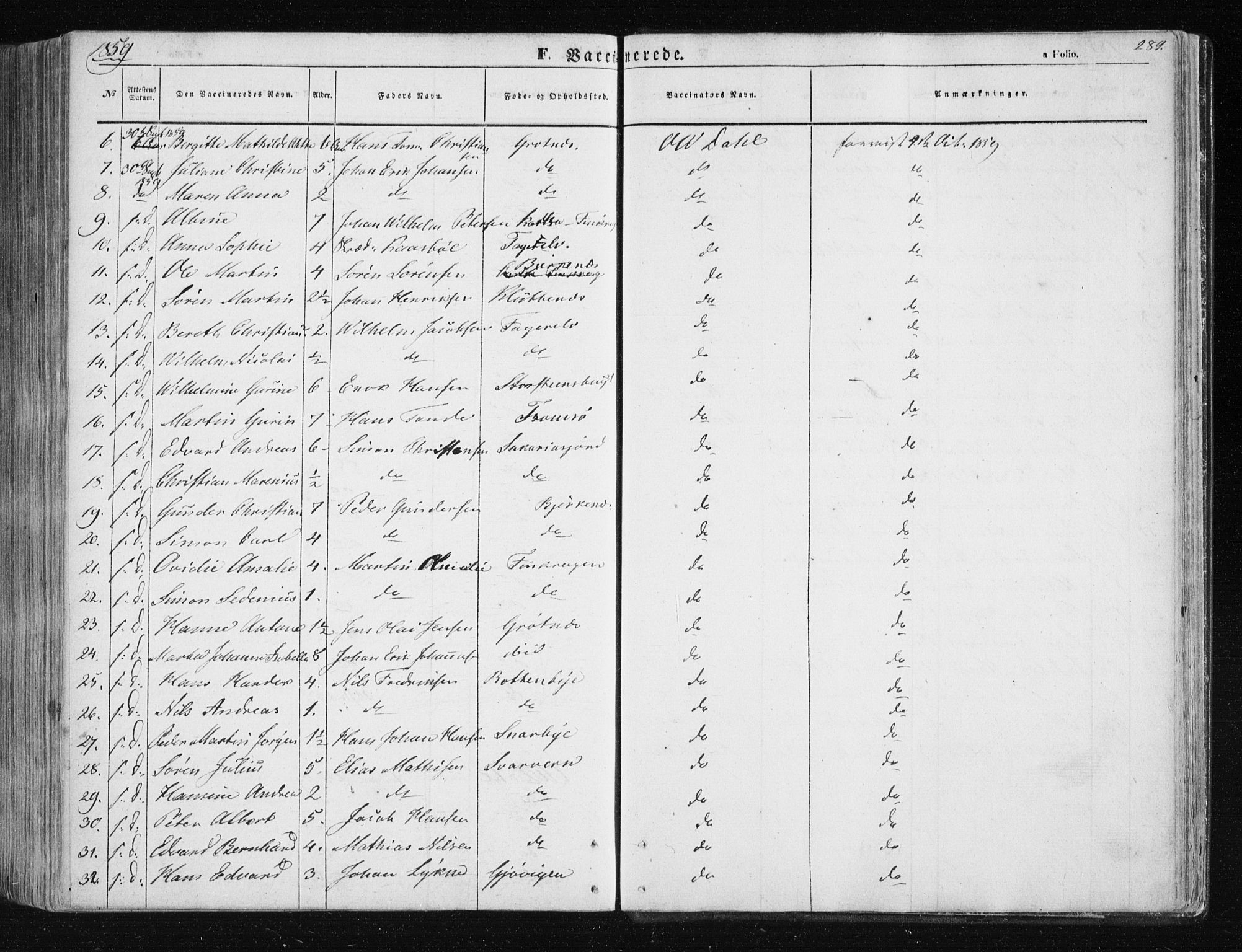 Tromsøysund sokneprestkontor, AV/SATØ-S-1304/G/Ga/L0001kirke: Parish register (official) no. 1, 1856-1867, p. 289