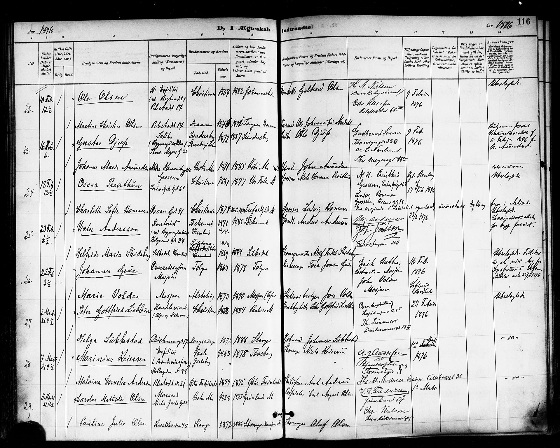 Trefoldighet prestekontor Kirkebøker, AV/SAO-A-10882/F/Fc/L0004: Parish register (official) no. III 4, 1891-1900, p. 116