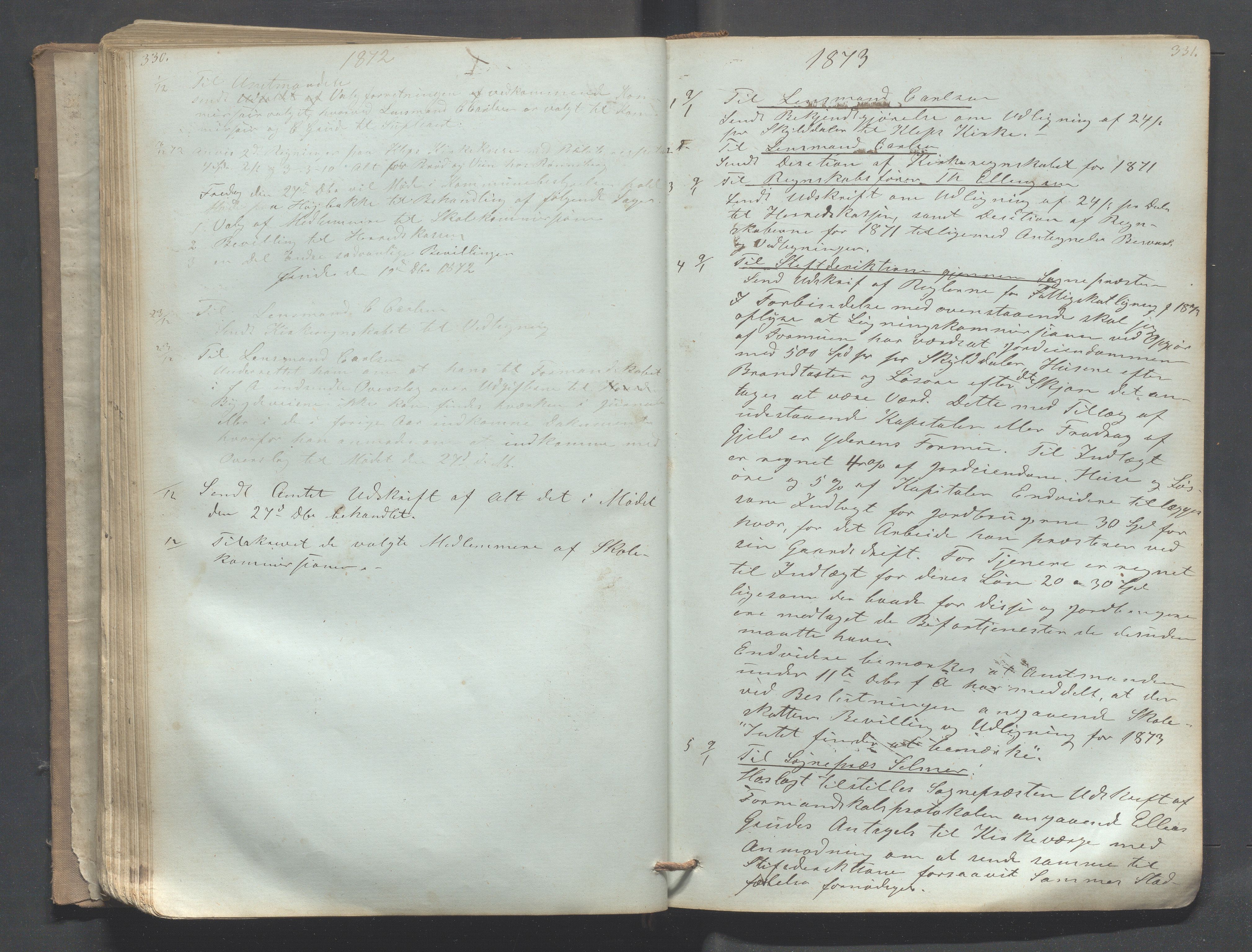 Klepp kommune - Formannskapet, IKAR/K-100277/B/L0002: Kopibok, 1861-1877, p. 330-331