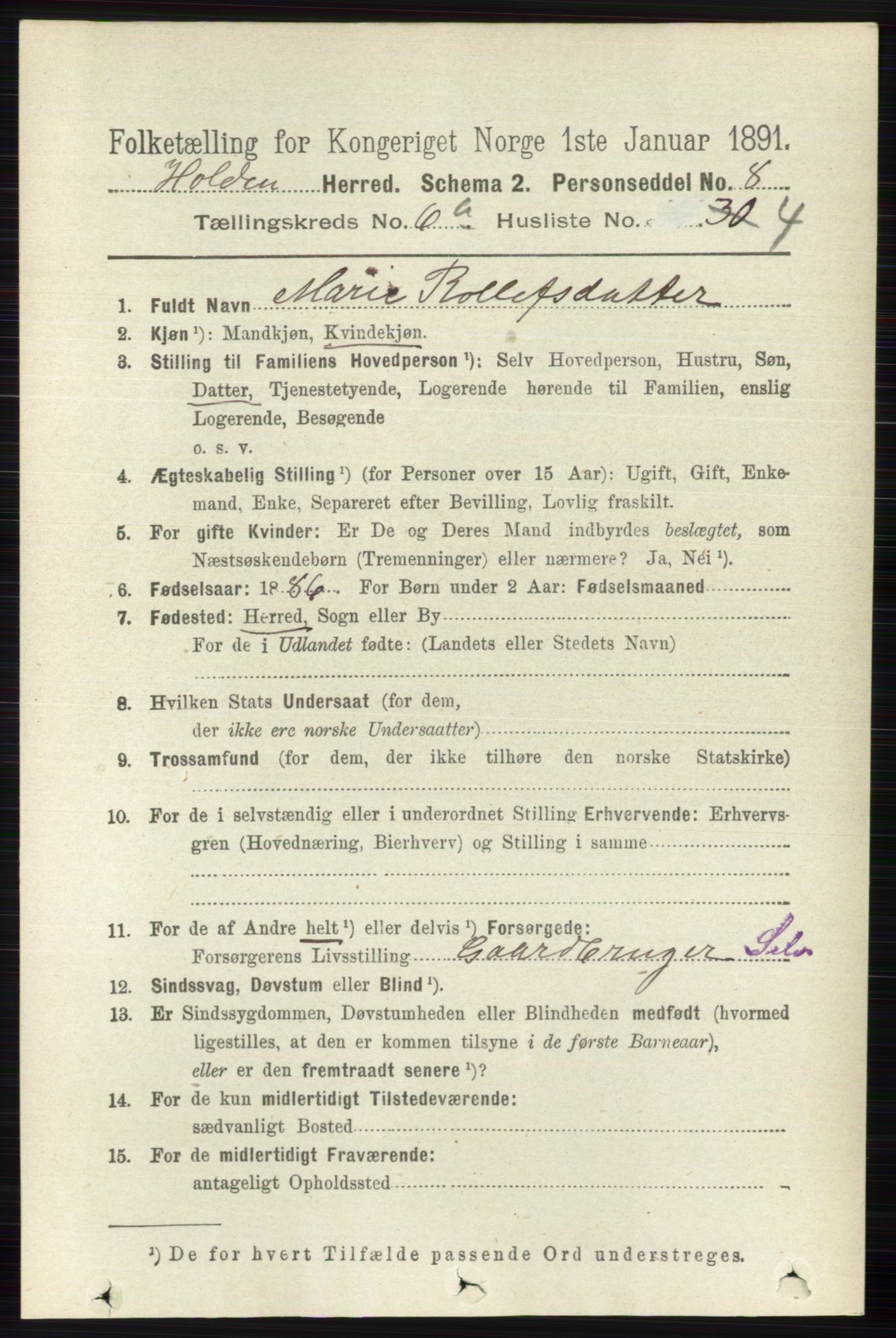 RA, 1891 census for 0819 Holla, 1891, p. 2887