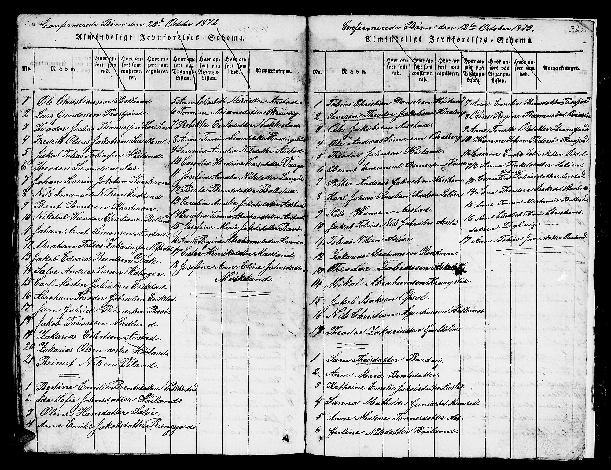 Lyngdal sokneprestkontor, SAK/1111-0029/F/Fb/Fba/L0001: Parish register (copy) no. B 1, 1816-1876, p. 366