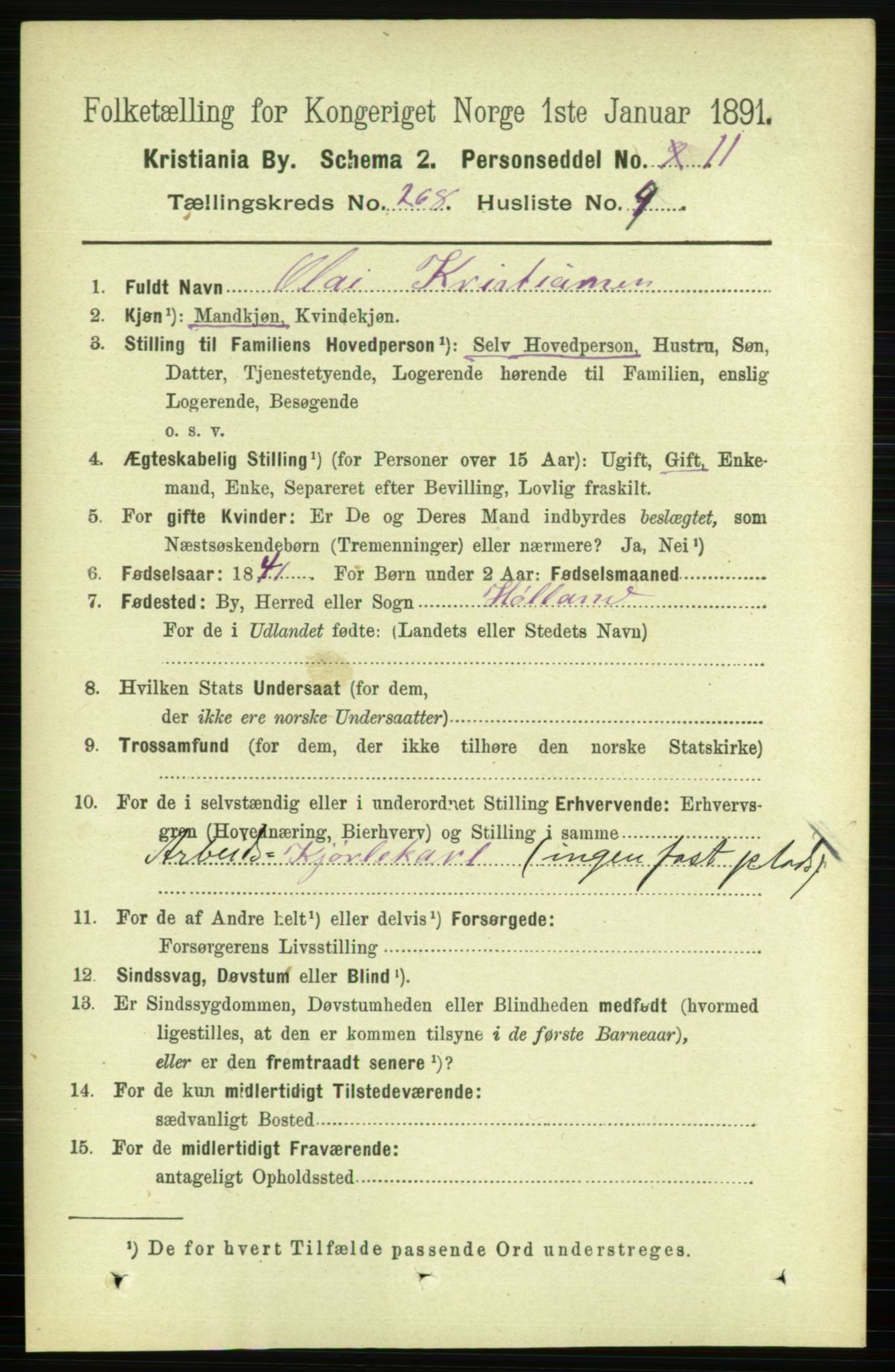 RA, 1891 census for 0301 Kristiania, 1891, p. 162227