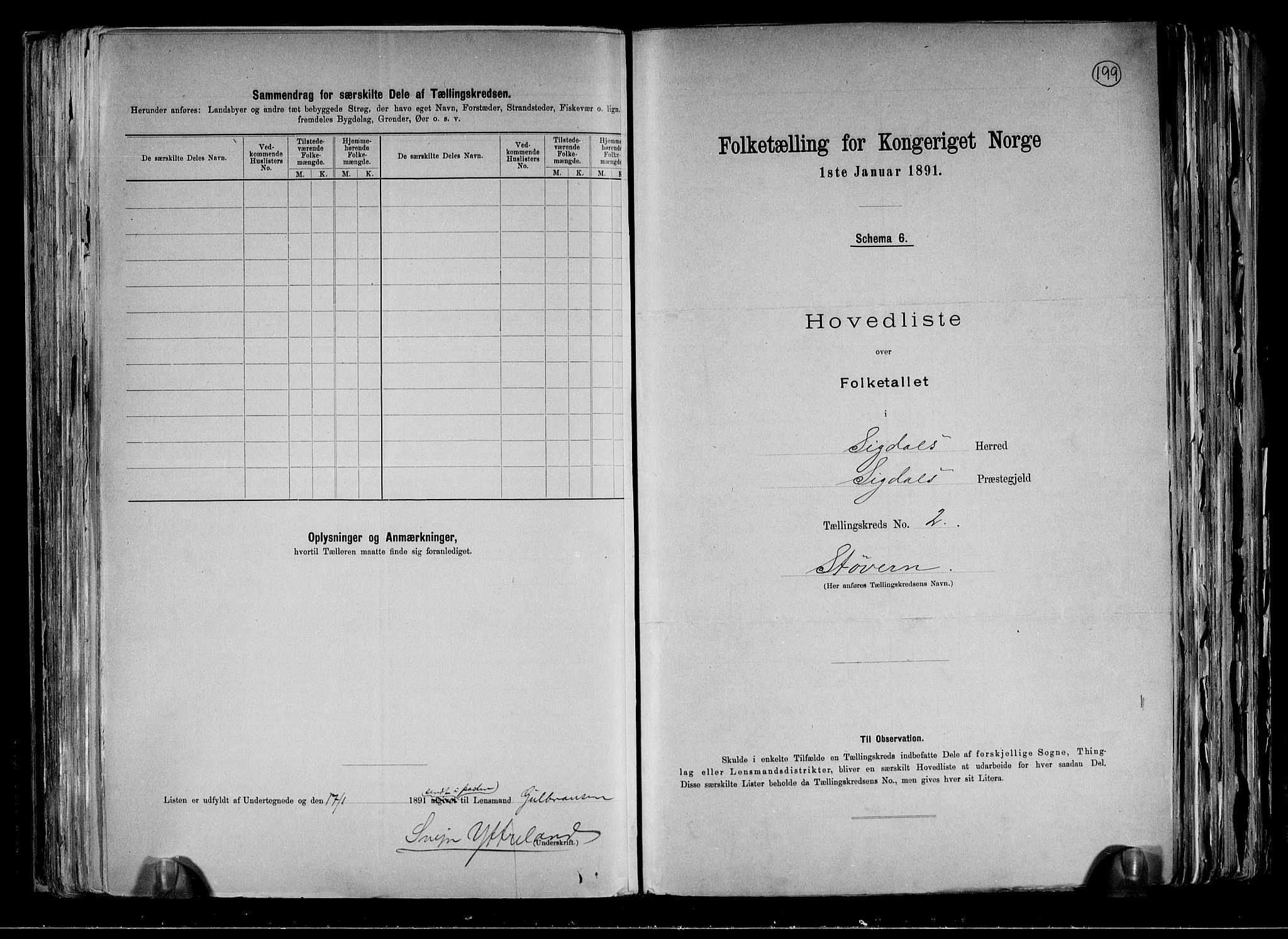 RA, 1891 census for 0621 Sigdal, 1891, p. 10