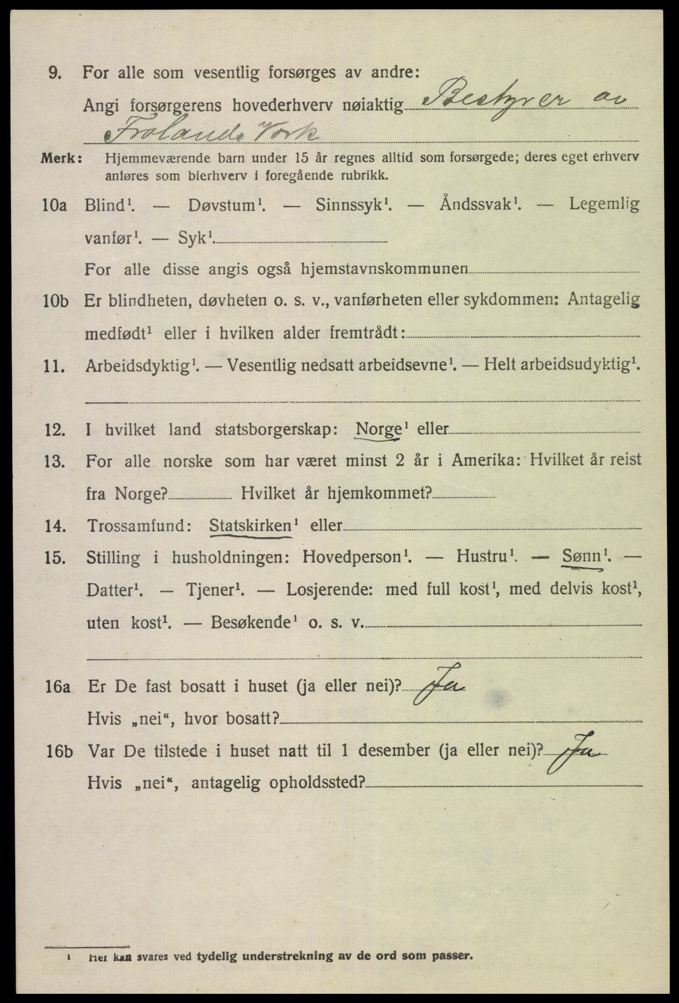 SAK, 1920 census for Froland, 1920, p. 3170