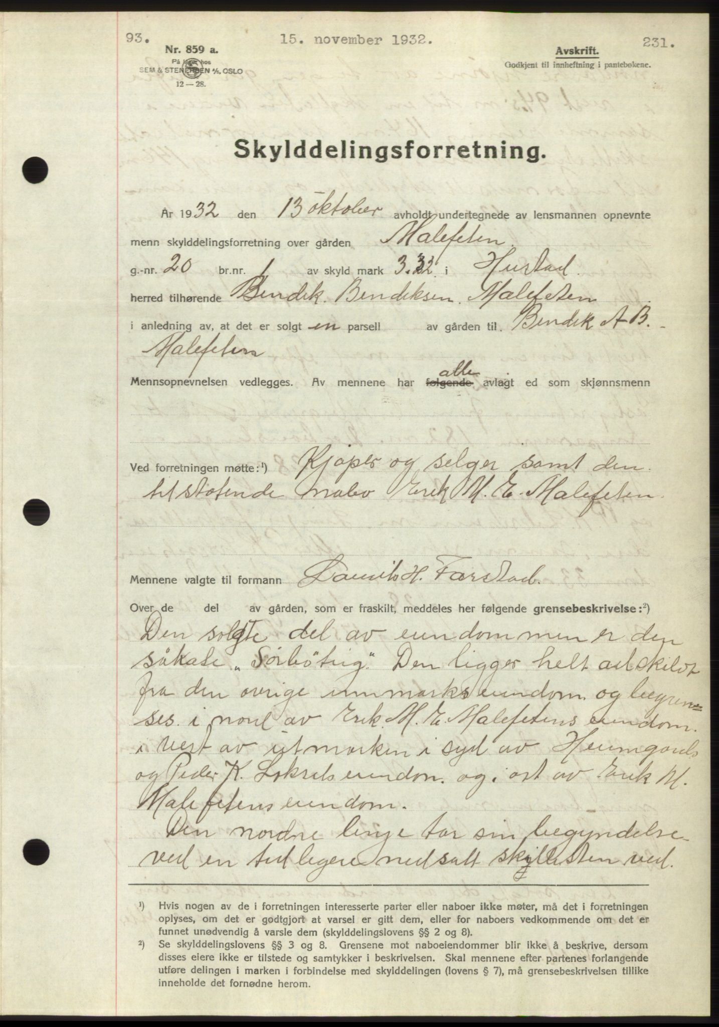 Romsdal sorenskriveri, AV/SAT-A-4149/1/2/2C/L0062: Mortgage book no. 56, 1932-1933, Deed date: 15.11.1932