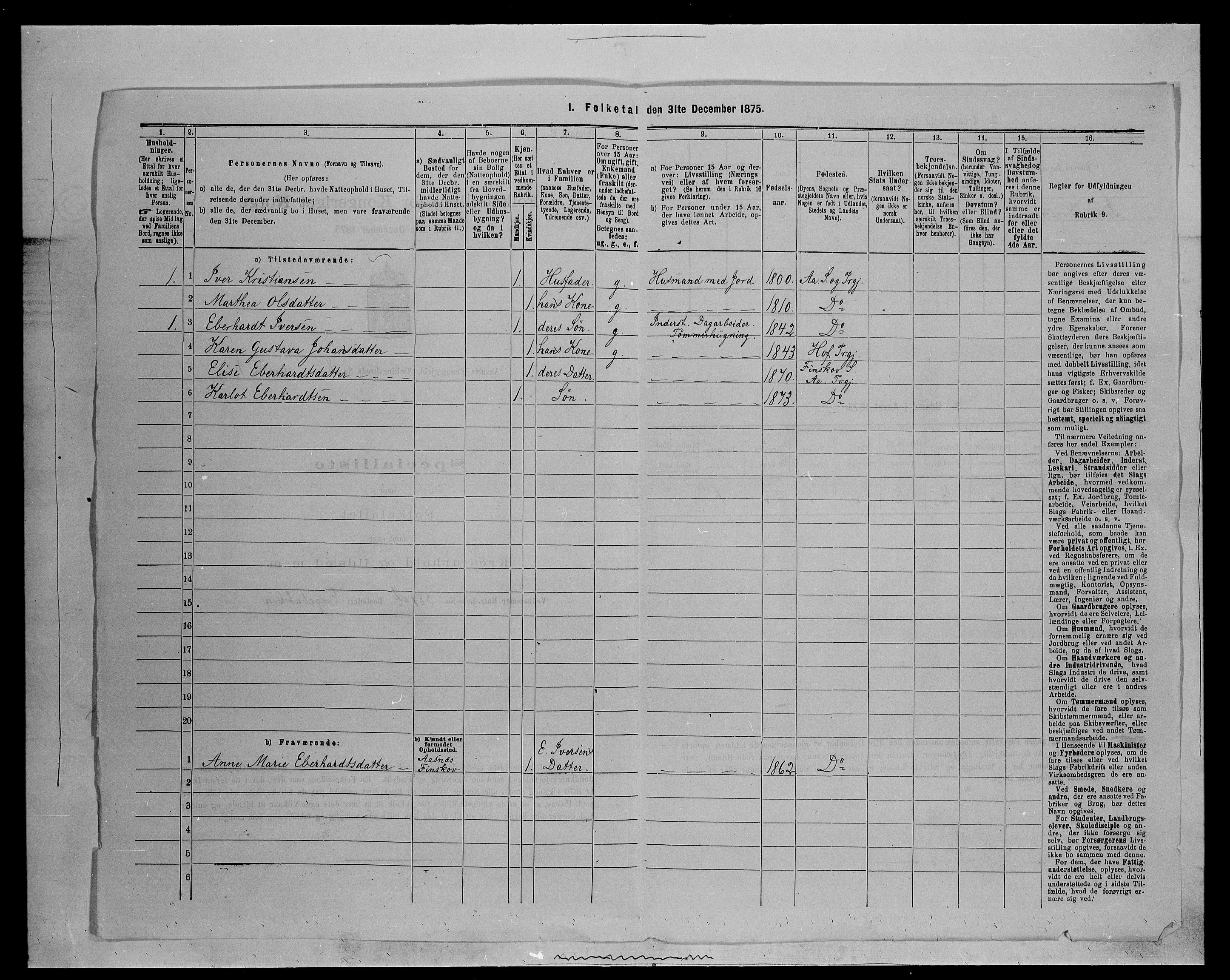 SAH, 1875 census for 0425P Åsnes, 1875, p. 1182