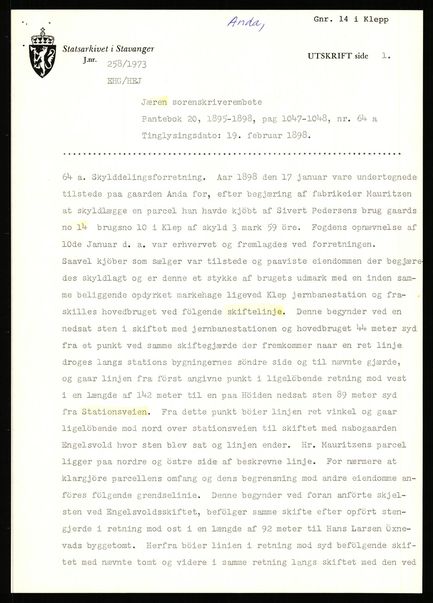 Statsarkivet i Stavanger, AV/SAST-A-101971/03/Y/Yj/L0002: Avskrifter sortert etter gårdsnavn: Amdal indre - Askeland, 1750-1930, p. 169