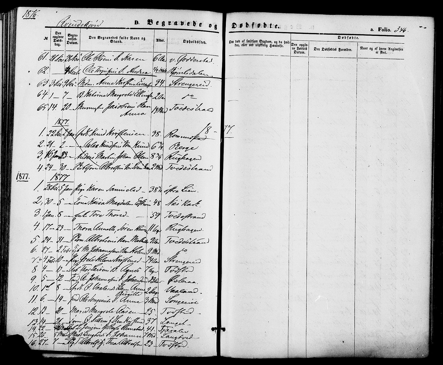 Holt sokneprestkontor, AV/SAK-1111-0021/F/Fa/L0010: Parish register (official) no. A 10, 1872-1885, p. 346