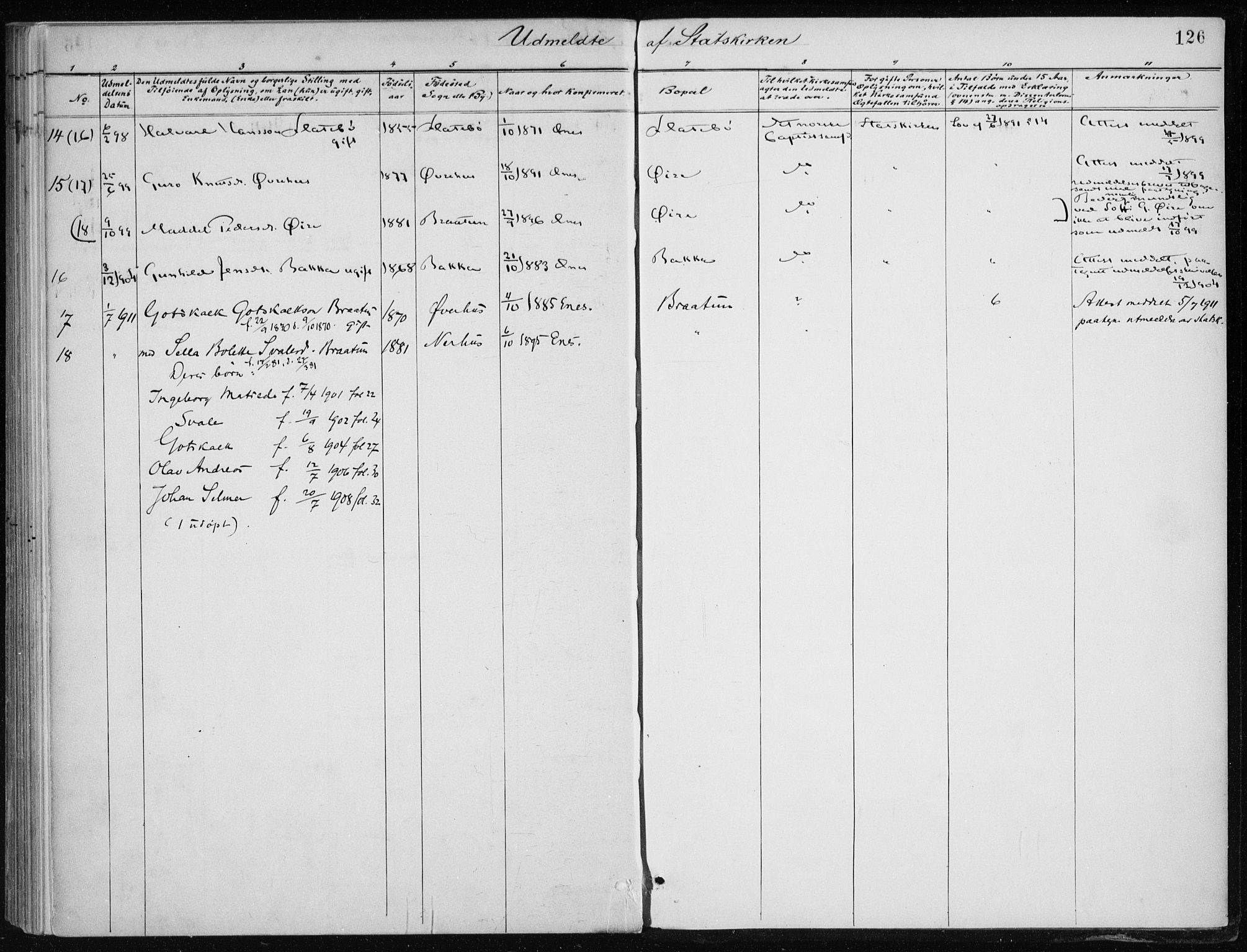 Kvinnherad sokneprestembete, SAB/A-76401/H/Haa: Parish register (official) no. F 1, 1887-1912, p. 126