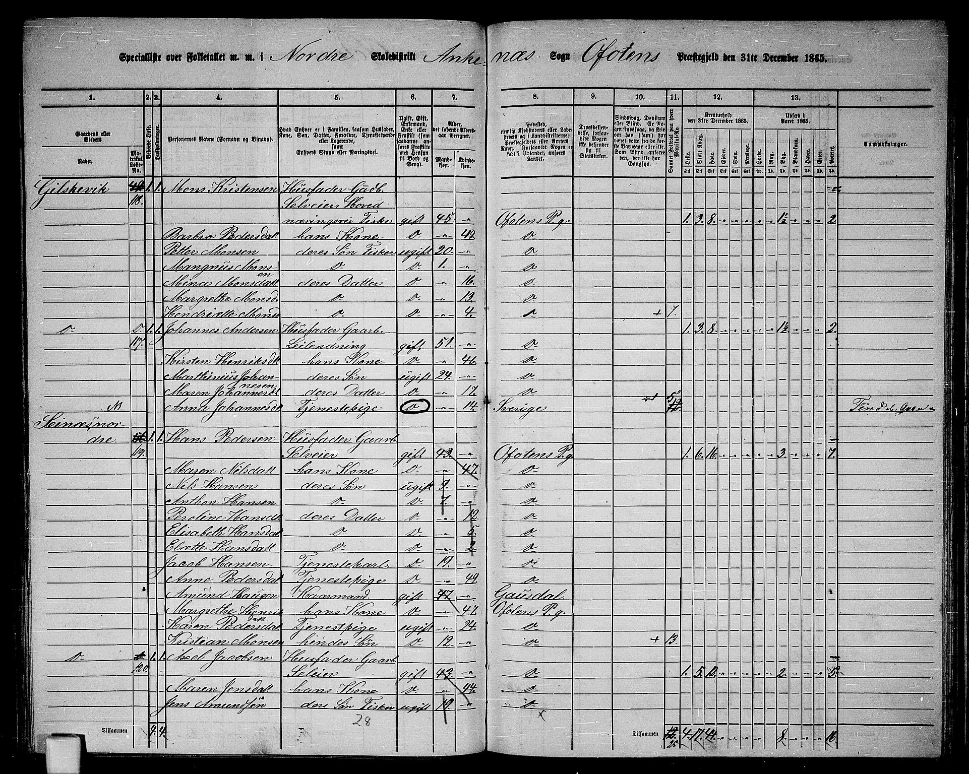 RA, 1865 census for Ofoten, 1865, p. 118