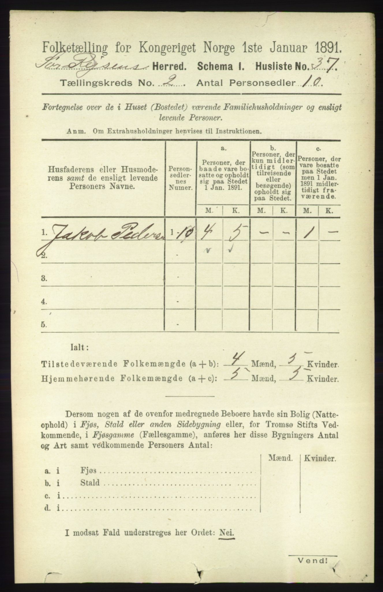 RA, 1891 census for 1925 Sørreisa, 1891, p. 372