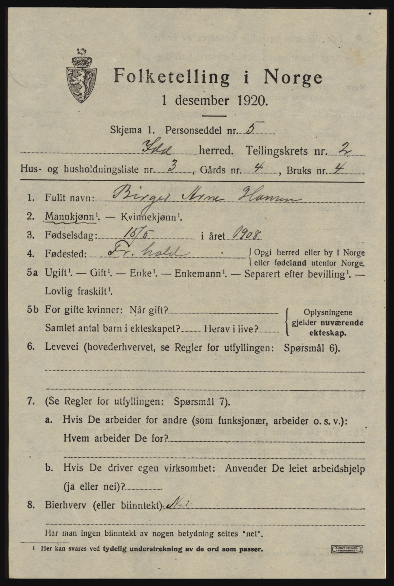 SAO, 1920 census for Idd, 1920, p. 2320