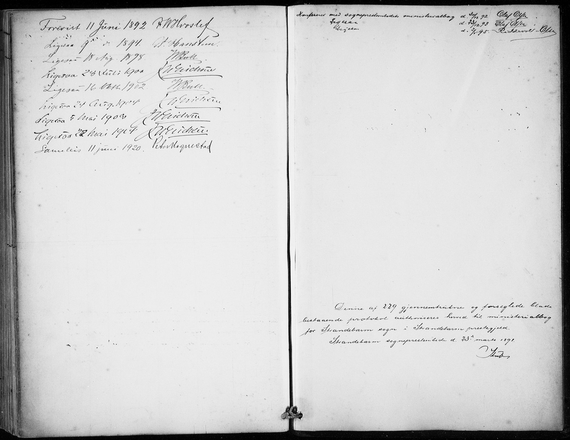 Strandebarm sokneprestembete, AV/SAB-A-78401/H/Hab: Parish register (copy) no. B  1, 1891-1914