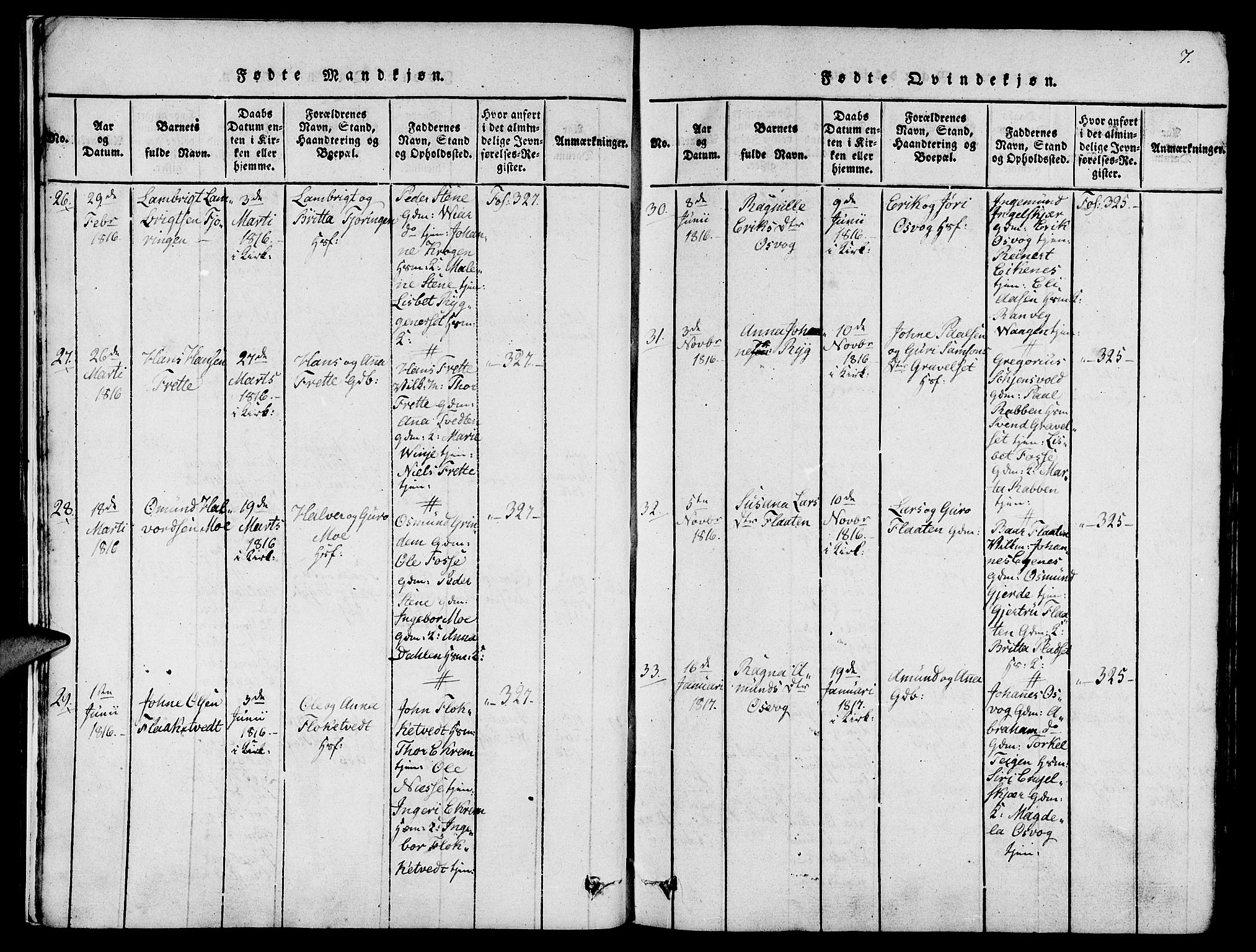 Etne sokneprestembete, AV/SAB-A-75001/H/Haa: Parish register (official) no. A 6, 1815-1831, p. 7