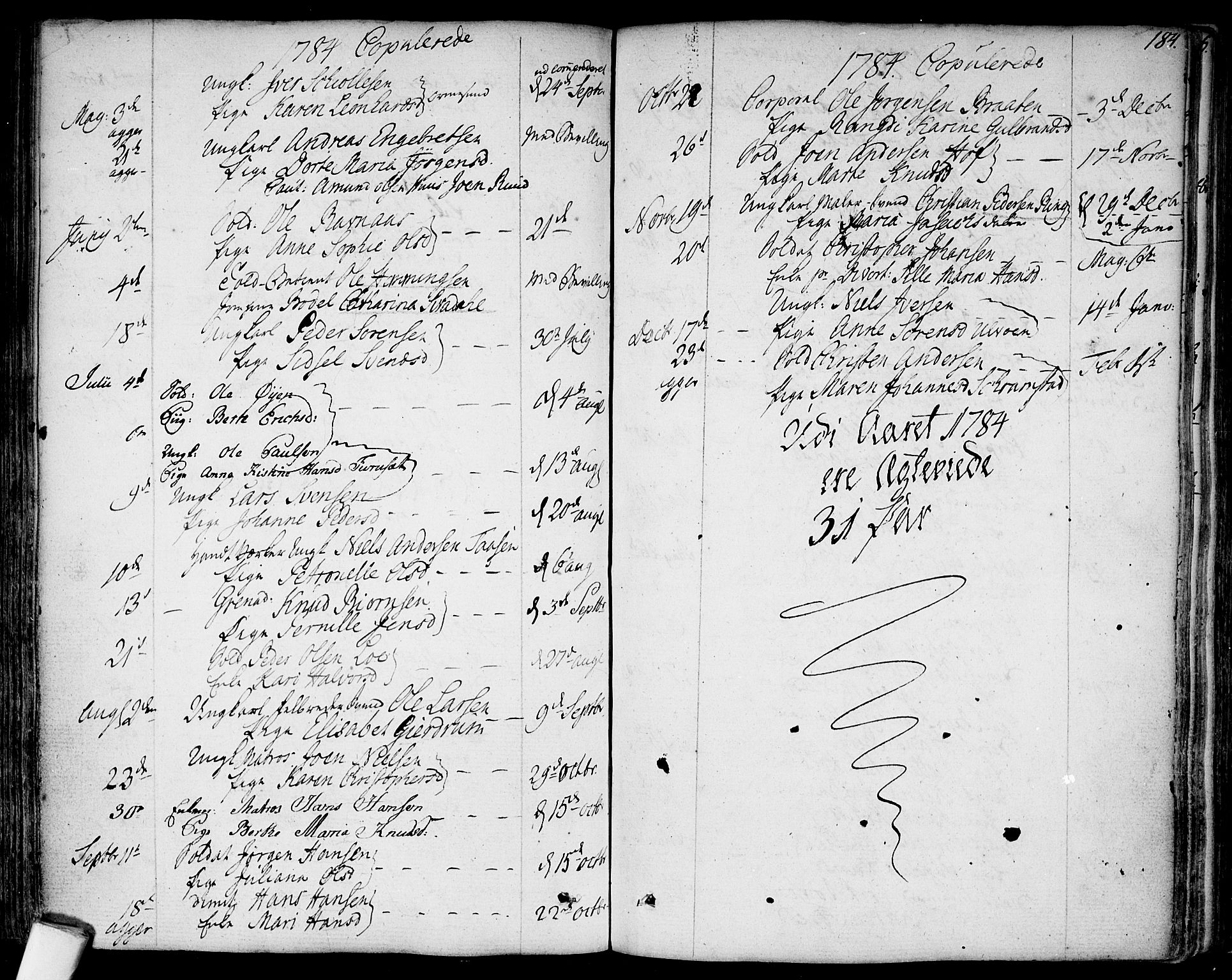 Garnisonsmenigheten Kirkebøker, SAO/A-10846/F/Fa/L0003: Parish register (official) no. 3, 1777-1809, p. 184