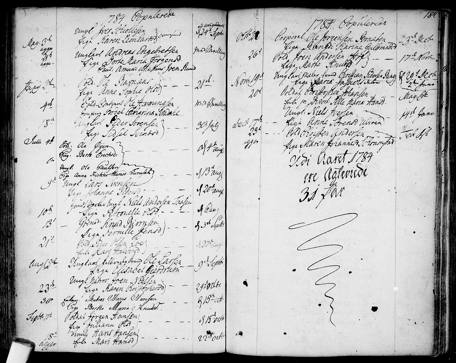 Garnisonsmenigheten Kirkebøker, AV/SAO-A-10846/F/Fa/L0003: Parish register (official) no. 3, 1777-1809, p. 184