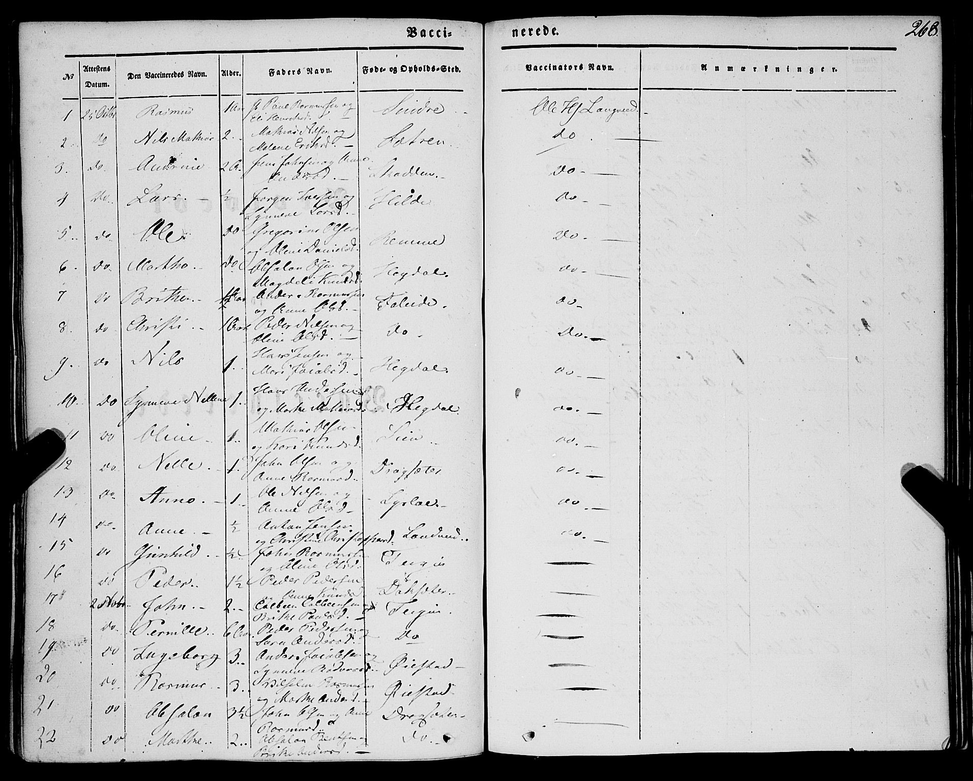 Innvik sokneprestembete, SAB/A-80501: Parish register (official) no. A 5, 1847-1865, p. 268