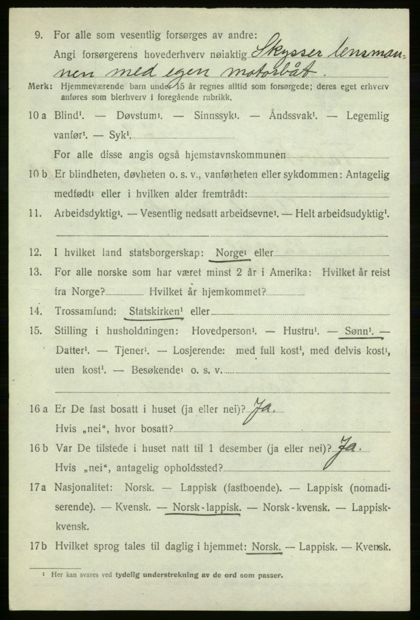 SATØ, 1920 census for Talvik, 1920, p. 5115