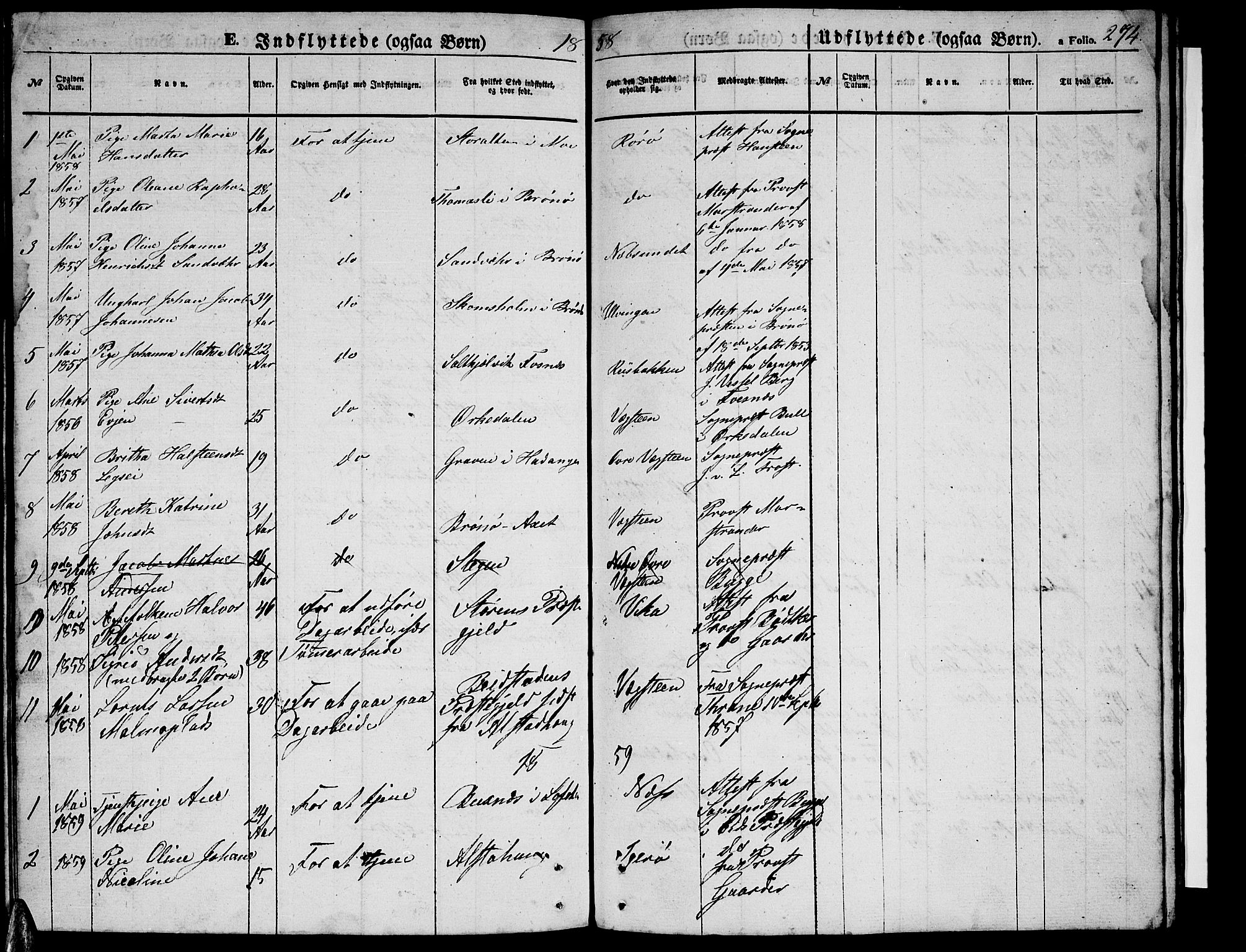 Ministerialprotokoller, klokkerbøker og fødselsregistre - Nordland, SAT/A-1459/816/L0251: Parish register (copy) no. 816C01, 1852-1870, p. 274
