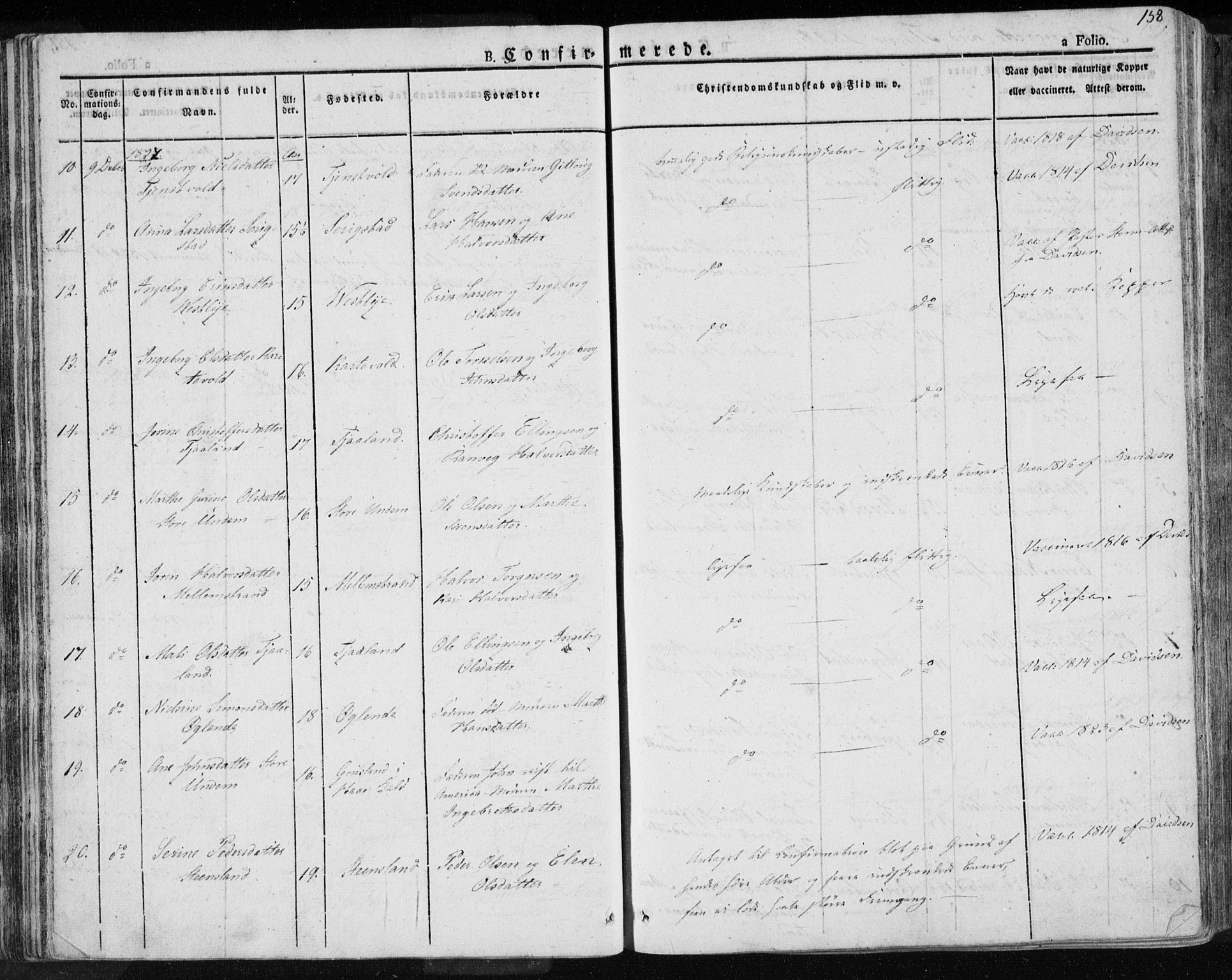 Lye sokneprestkontor, AV/SAST-A-101794/001/30BA/L0004: Parish register (official) no. A 4, 1826-1841, p. 158